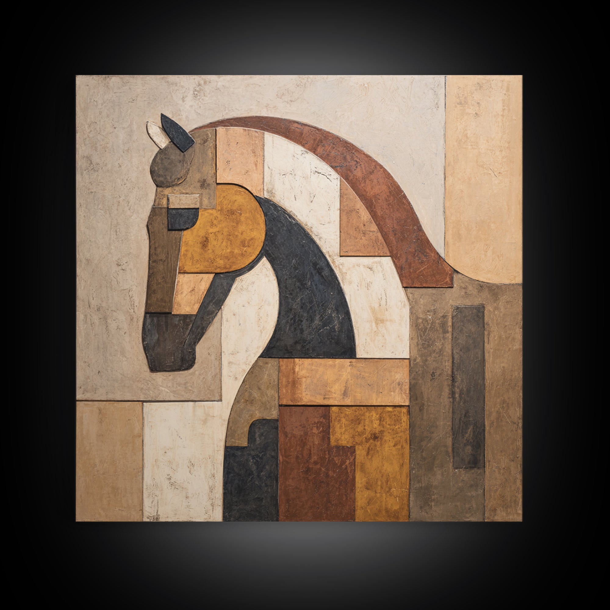 Minimal Horse Contour Framed Canvas Print, Minimalist Art, Modern Wall Art, Living Room Decor, Abstract Art, Minimal, MIN-1x1-42