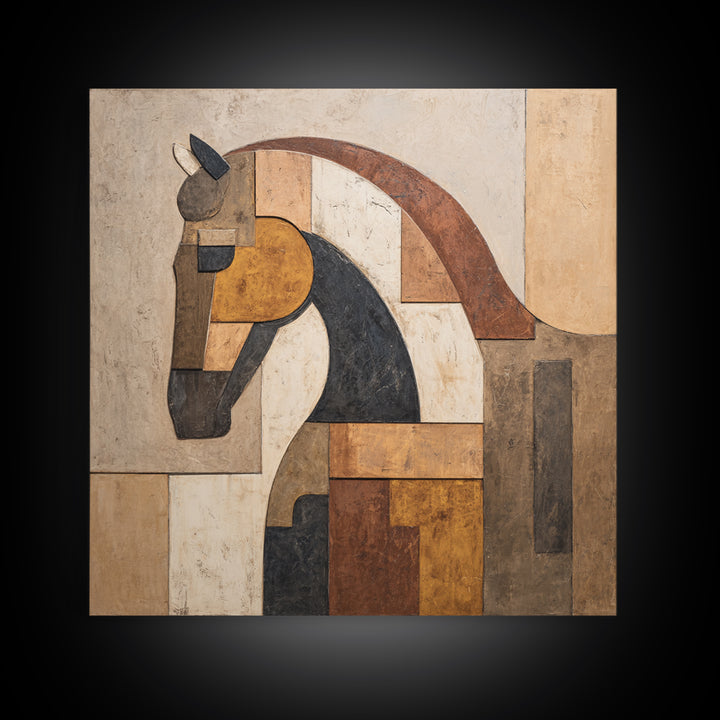 Minimal Horse Contour Framed Canvas Print, Minimalist Art, Modern Wall Art, Living Room Decor, Abstract Art, Minimal, MIN-1x1-42