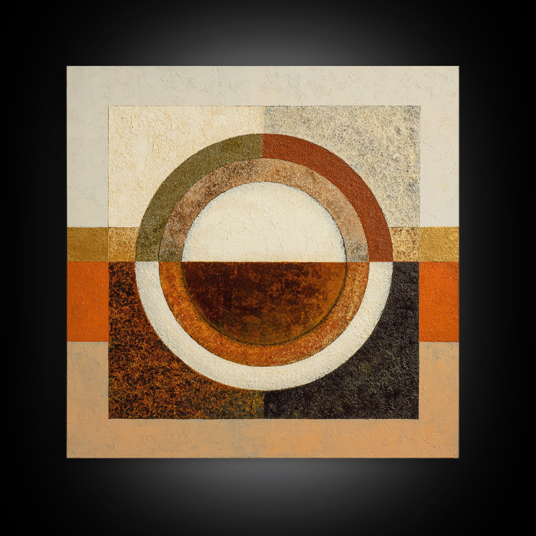 Single Brushstroke Circle Framed Canvas Print, Minimalist Art, Abstract Painting, Living Room Decor, Fine Art, Minimal, MIN-1x1-46