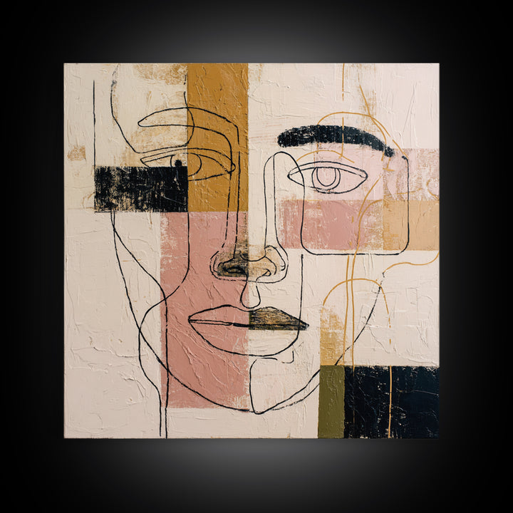 Single Continuous Line Female Face Canvas Print, Minimalist Art, Fine Art Print, Living Room Decor, Oil Painting, Minimal, MIN-1x1-5