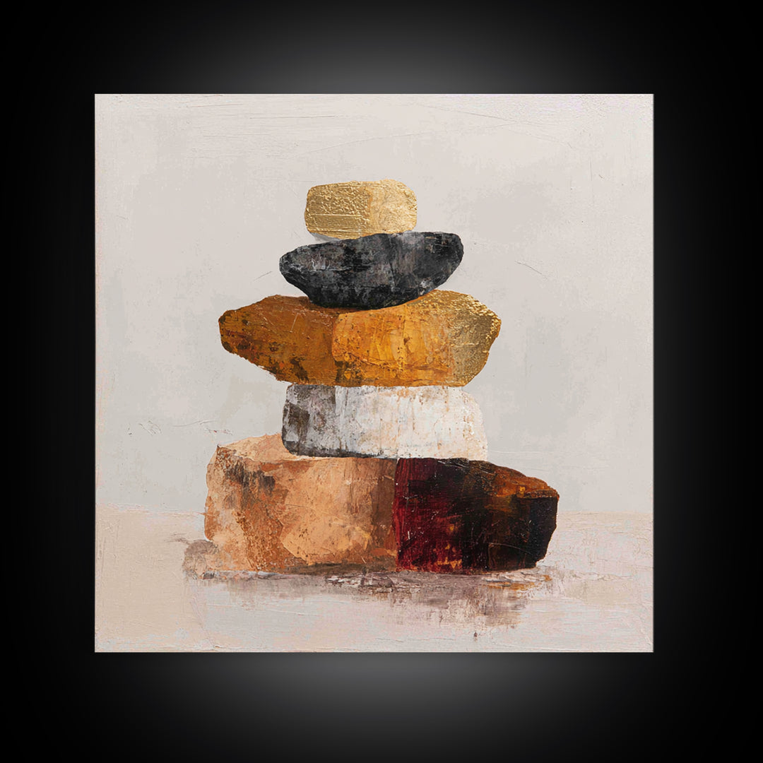 Quiet Stone Stack Canvas Print, Minimalist Art, Gallery Decor, Living Room Decor, Fine Art, Minimal, Wall Art, Home Decor, MIN-1x1-59