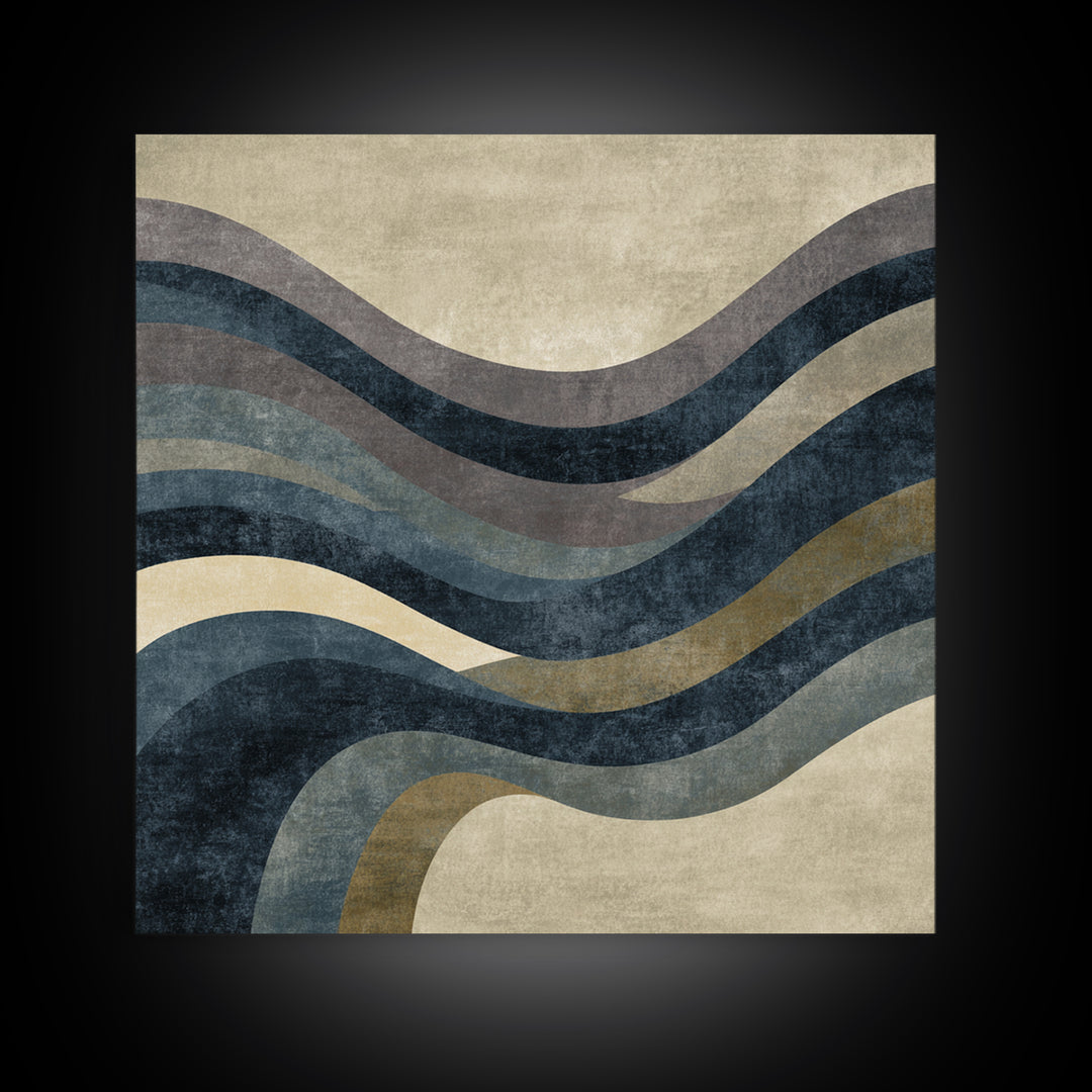 Minimal Abstract Wave Line Framed Canvas Print, Minimalist Art, Boho Decor, Living Room Decor, Minimal, Digital Prints, MIN-1x1-61