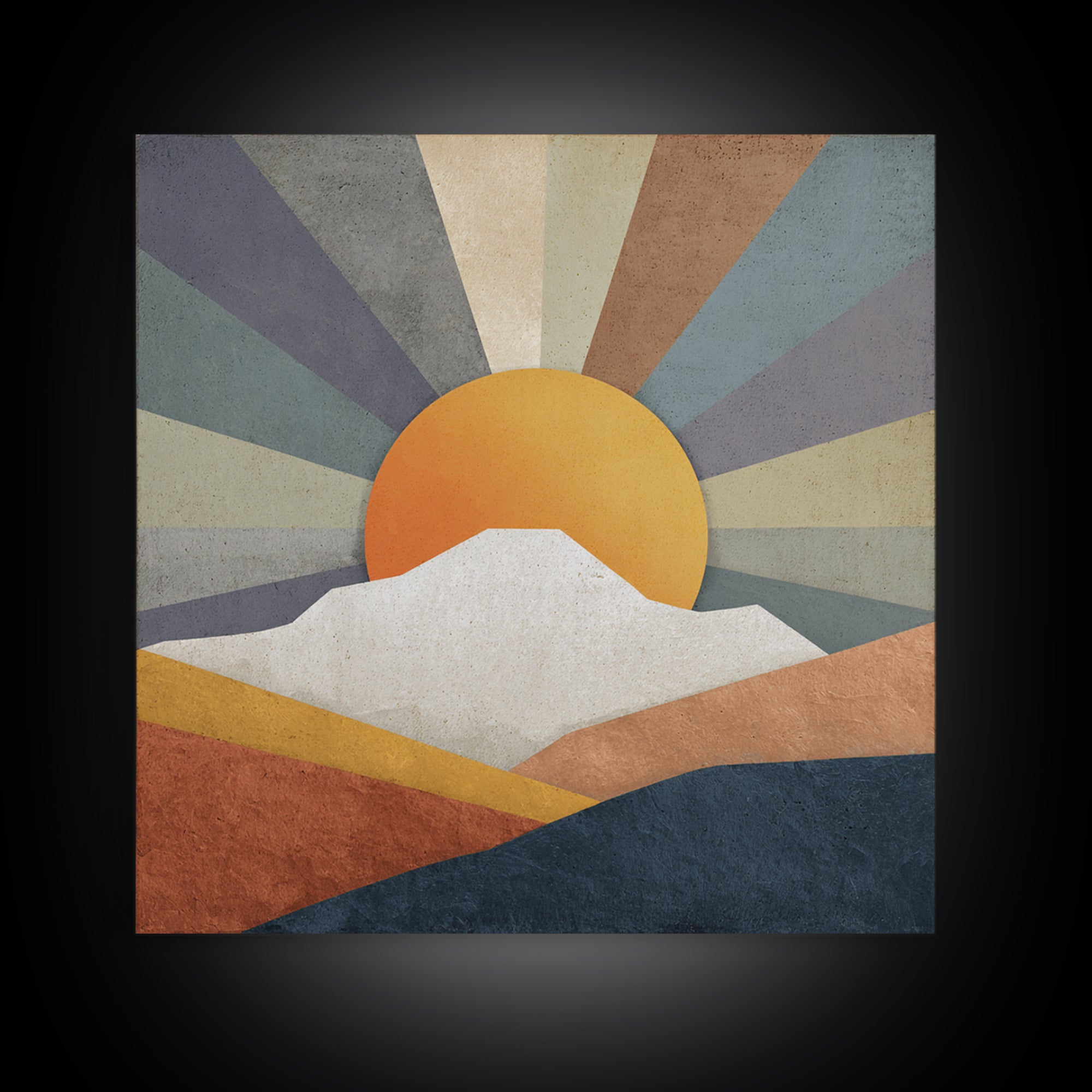 Simple Geometric Sun Framed Canvas Print, Minimalist Art, Neutral Decor, Living Room Decor, Fine Art, Minimal, Home Decor, MIN-1x1-63