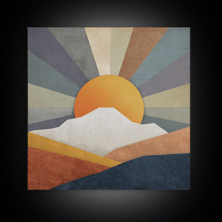 Simple Geometric Sun Framed Canvas Print, Minimalist Art, Neutral Decor, Living Room Decor, Fine Art, Minimal, Home Decor, MIN-1x1-63