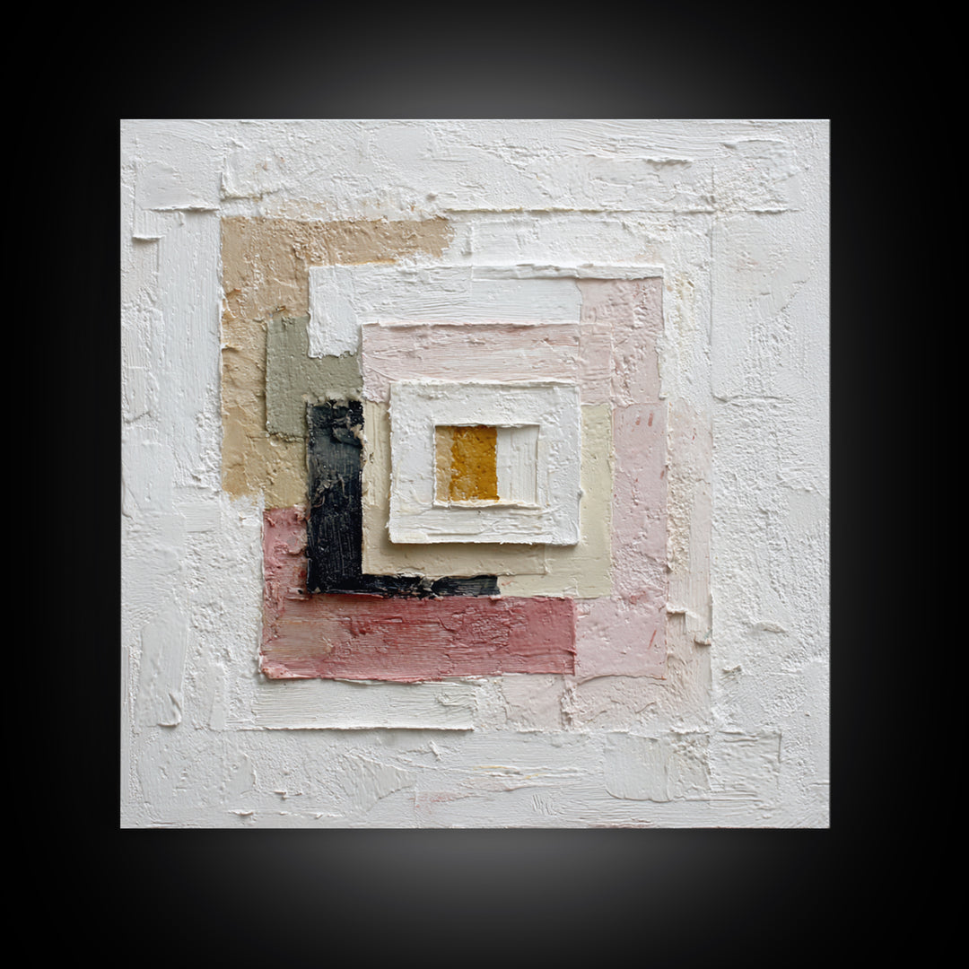 White on White Plaster Texture Study Framed Canvas Print, Minimalist Art, Digital Print, Living Room Decor, Fine Art, Minimal, MIN-1x1-64