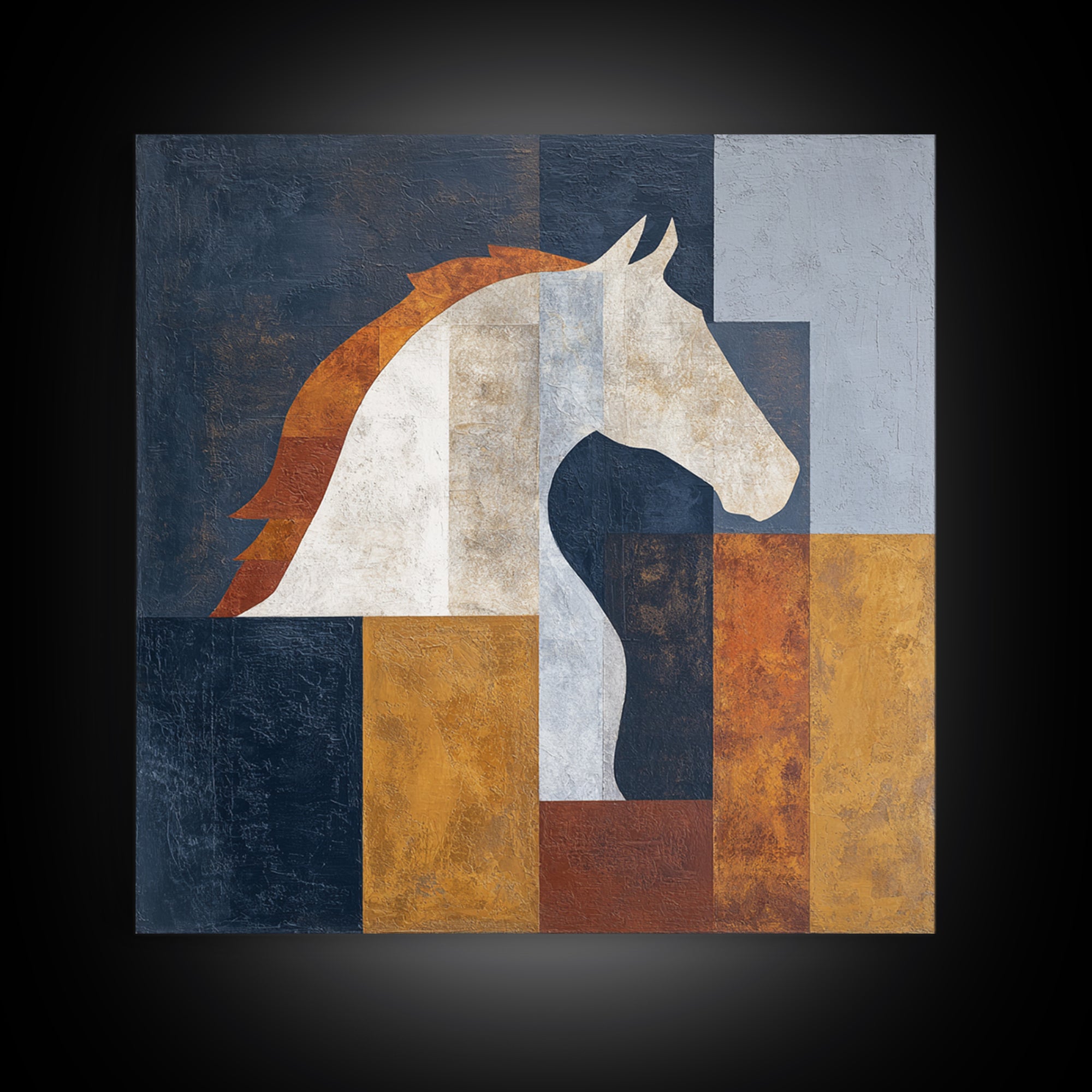 Minimal Horse Contour Framed Canvas Print, Minimalist Art, Modern Wall Art, Living Room Decor, Abstract Art, Minimal, MIN-1x1-66