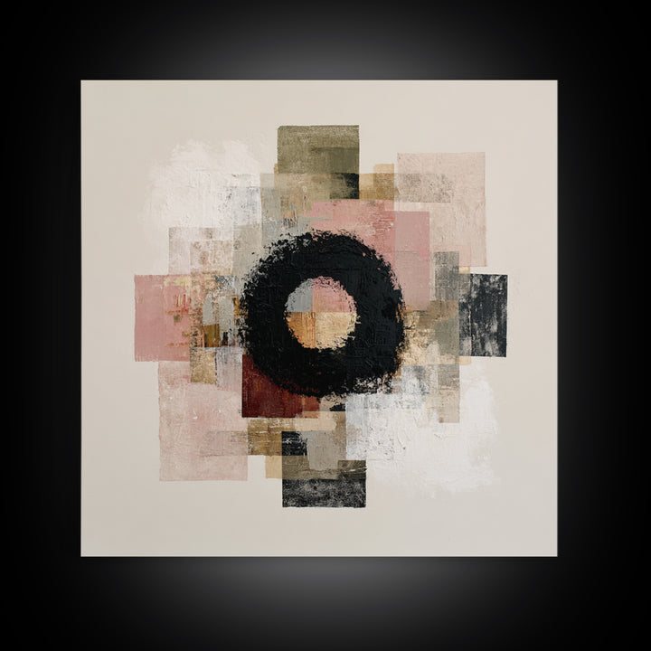 Single Brushstroke Circle Framed Canvas Print, Minimalist Art, Abstract Painting, Living Room Decor, Fine Art, Minimal, MIN-1x1-70