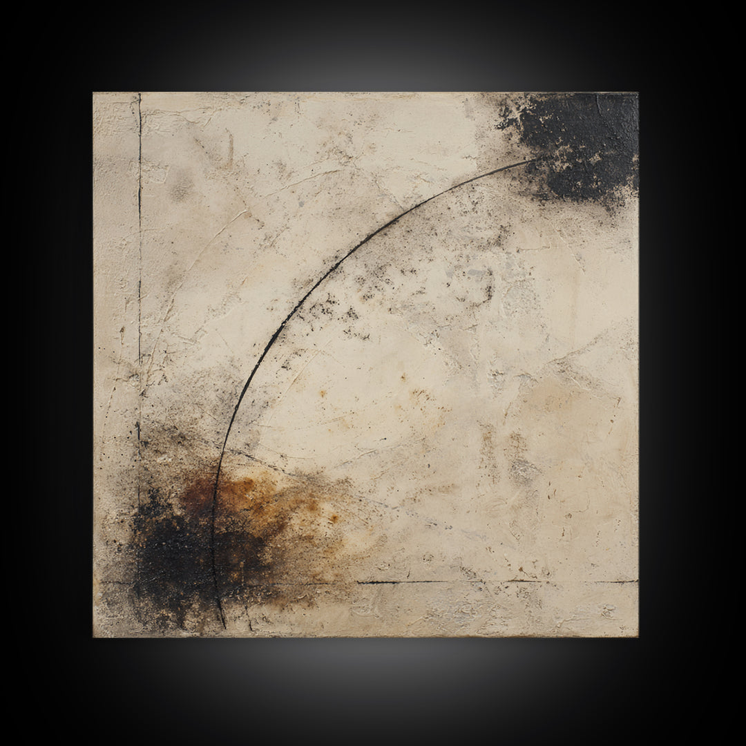 Small Black Bird Crossing White Space Framed Canvas Print, Minimalist Art, Boho Decor, Living Room Decor, Oil Painting, Minimal, MIN-1x1-79