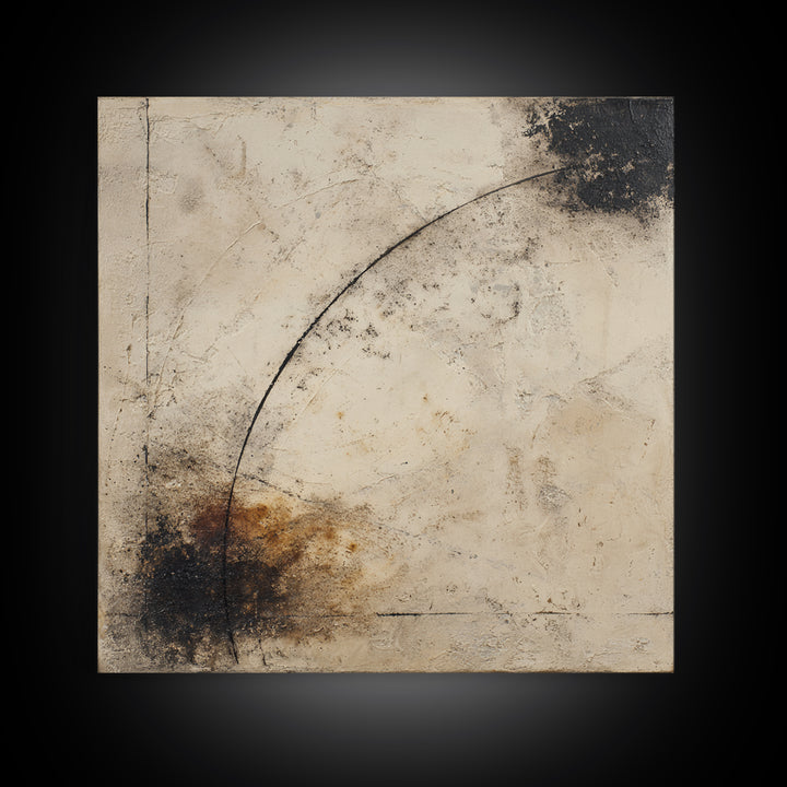 Small Black Bird Crossing White Space Framed Canvas Print, Minimalist Art, Boho Decor, Living Room Decor, Oil Painting, Minimal, MIN-1x1-79