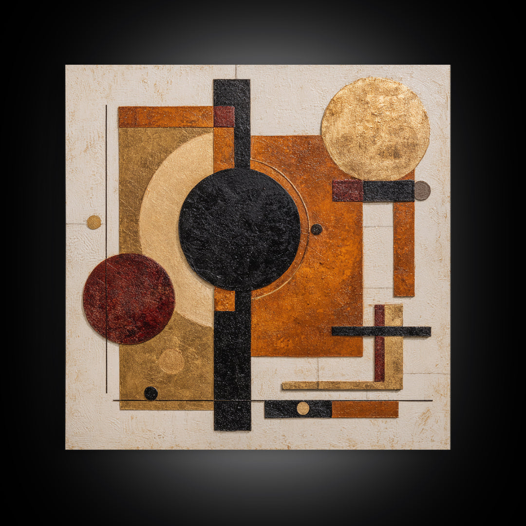 Single Black Circle on Warm Ivory Ground Canvas Print, Minimalist Art, Art Prints, Living Room Decor, Oil Painting, Minimal, MIN-1x1-97
