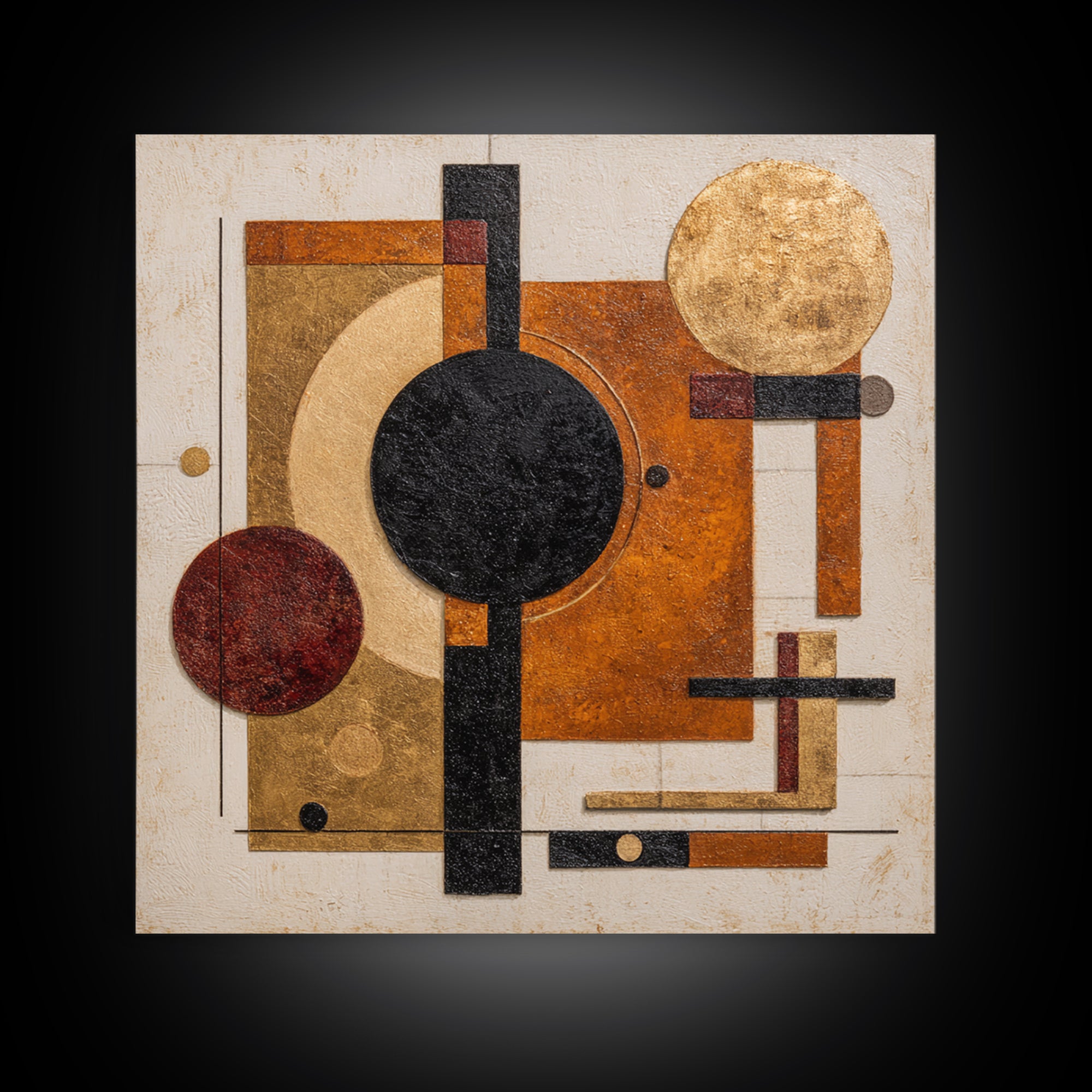 Single Black Circle on Warm Ivory Ground Canvas Print, Minimalist Art, Art Prints, Living Room Decor, Oil Painting, Minimal, MIN-1x1-97
