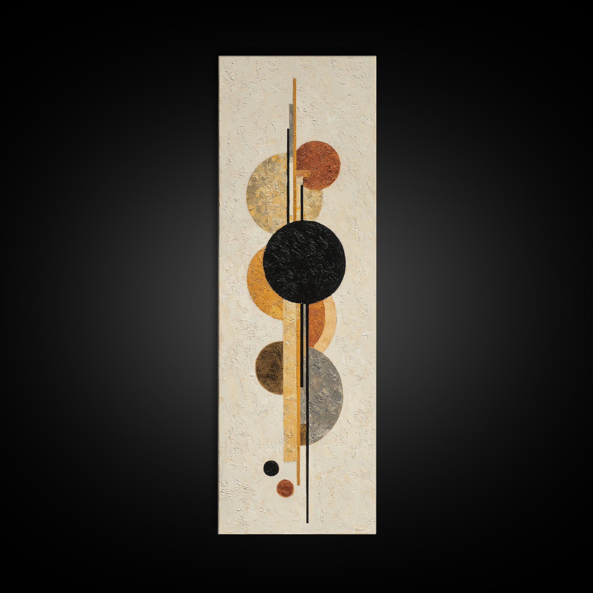 Single Black Circle on Warm Ivory Ground Canvas Print, Minimalist Art, Minimalist Decor, Living Room Decor, Fine Art, Minimal, MIN-1x3-13