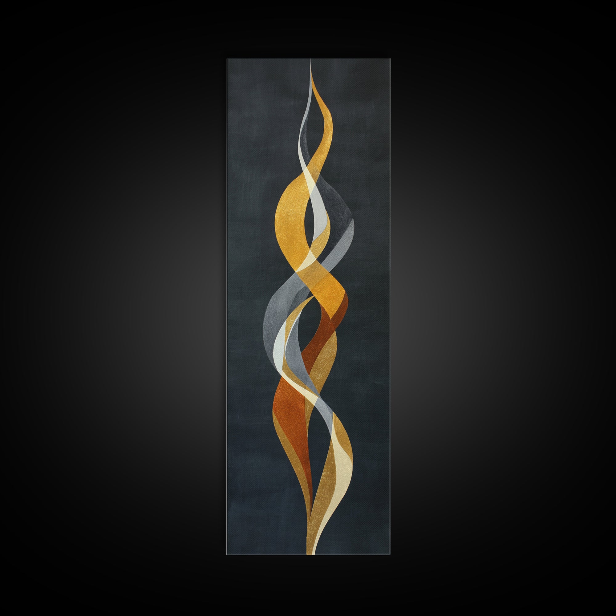 Single Gold Line Curve on Charcoal Framed Canvas Print, Minimalist Art, Living Room Decor, Abstract Art, Minimal, MIN-1x3-29