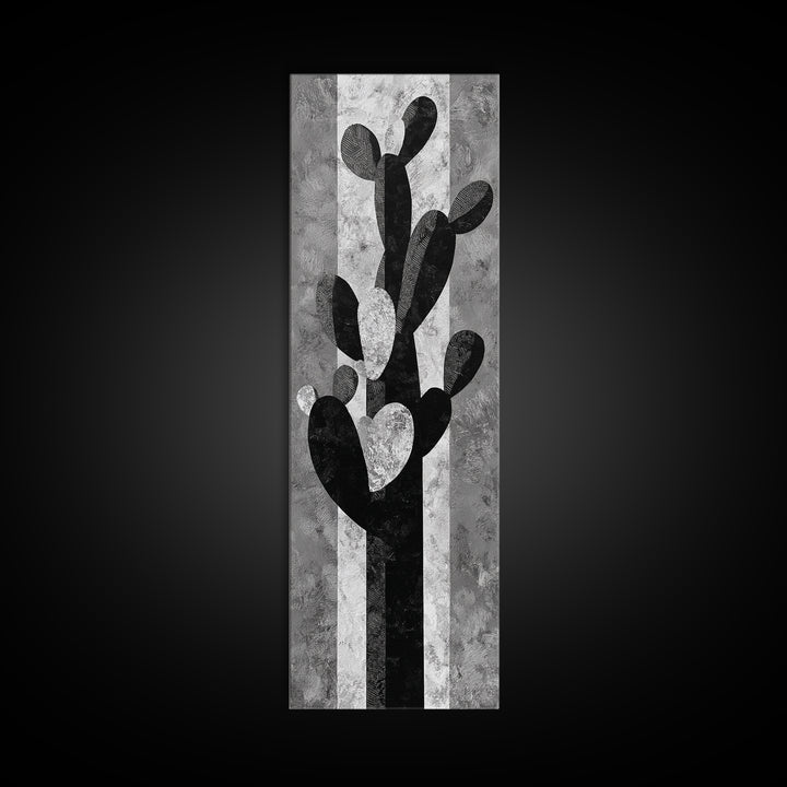 Black and White Cactus Silhouette Canvas Print, Minimalist Art, Minimalist, Living Room Decor, Fine Art, Minimal, Black Art, MIN-1x3-32