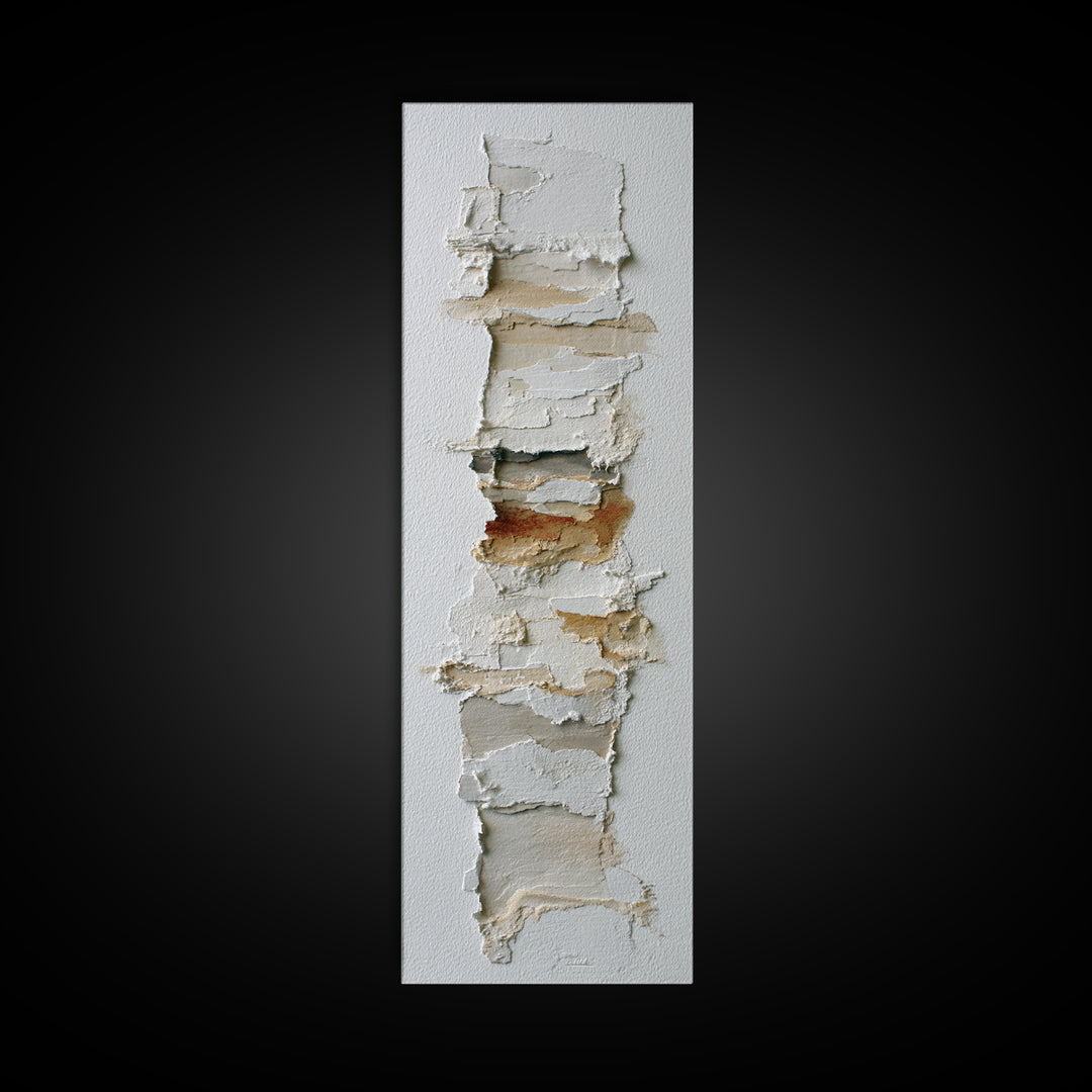 White on White Plaster Texture Study Framed Canvas Print, Minimalist Art, Minimalist Decor, Living Room Decor, Minimal, MIN-1x3-4