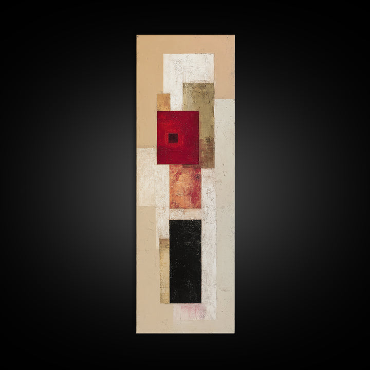 One Red Square Balanced Framed Canvas Print, Minimalist Art, Modern Decor, Living Room Decor, Fine Art, Minimal, Poster, MIN-1x3-46