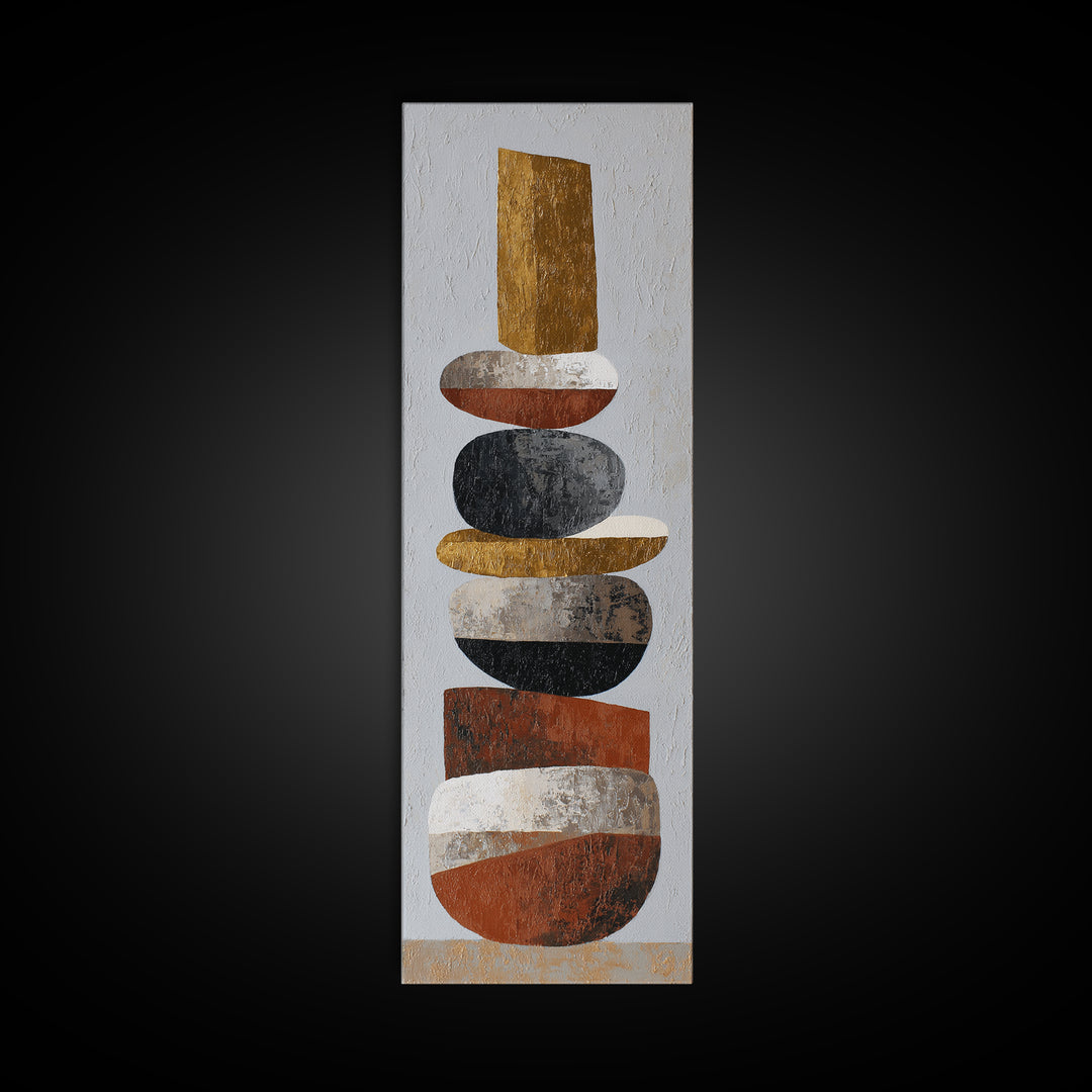 Quiet Stone Stack Framed Canvas Print, Minimalist Art, Printable Art, Living Room Decor, Abstract Art, Minimal, Neutral Decor, MIN-1x3-47