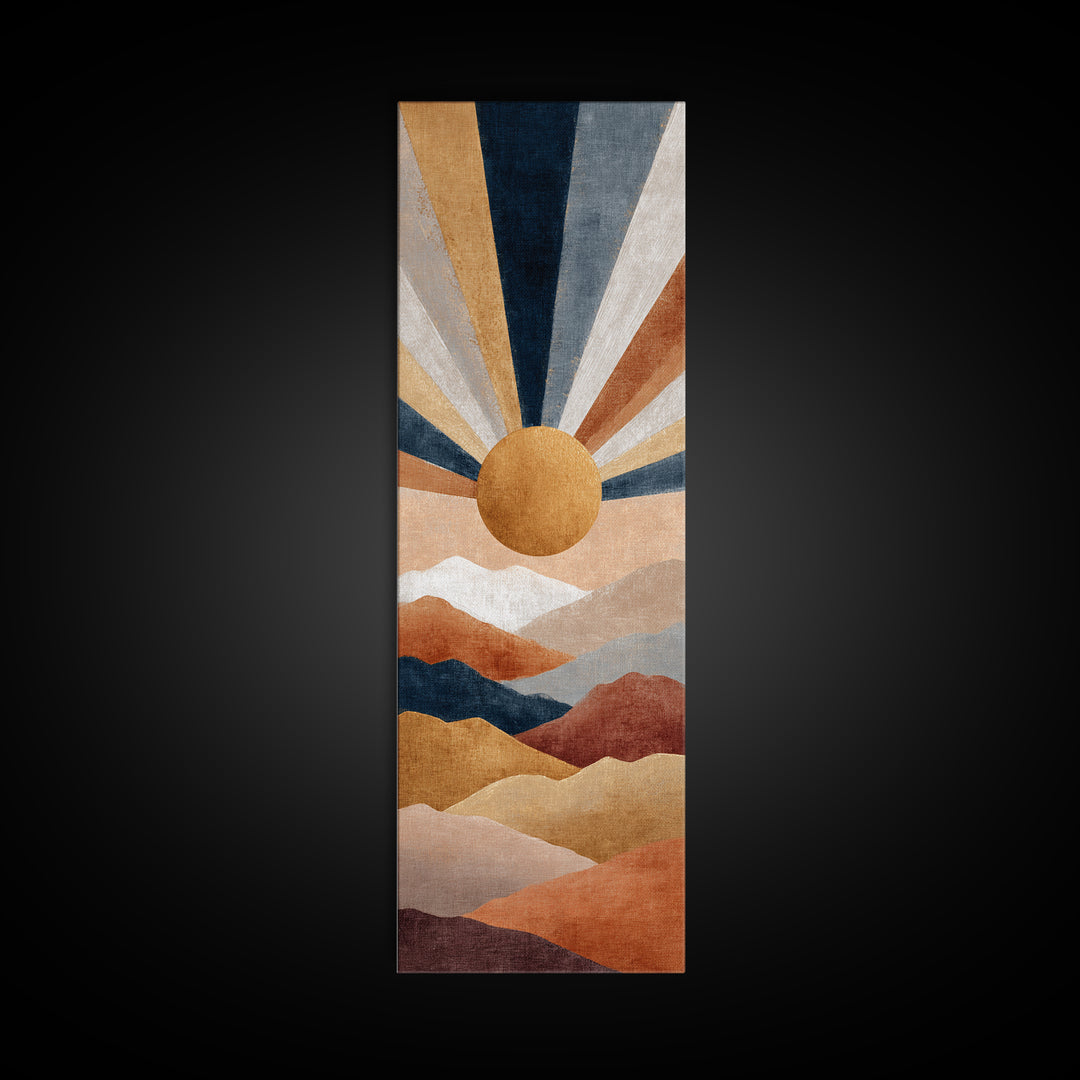 Simple Geometric Sun Canvas Print, Minimalist Art, Modern Wall Art, Living Room Decor, Fine Art, Minimal, Textured Painting, MIN-1x3-51