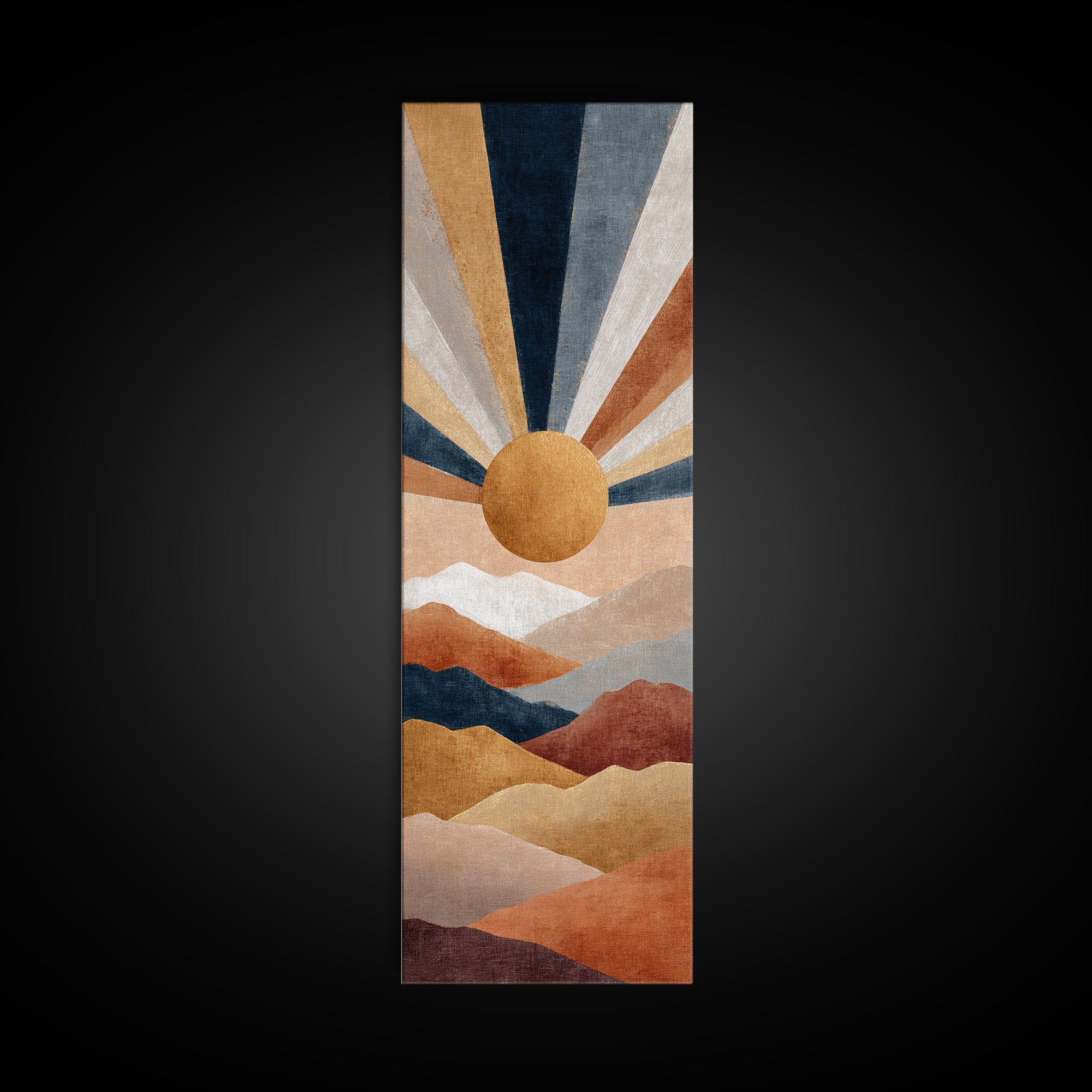 Simple Geometric Sun Canvas Print, Minimalist Art, Modern Wall Art, Living Room Decor, Fine Art, Minimal, Textured Painting, MIN-1x3-51