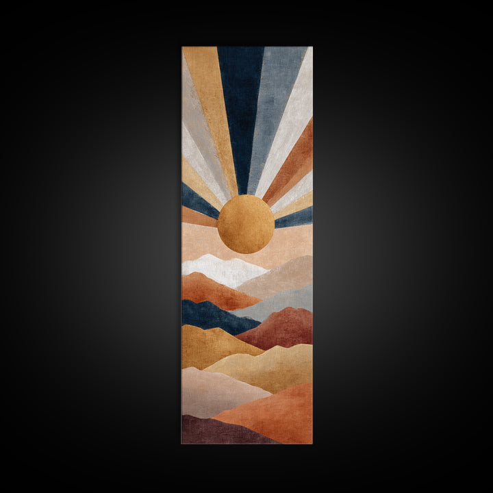 Simple Geometric Sun Canvas Print, Minimalist Art, Modern Wall Art, Living Room Decor, Fine Art, Minimal, Textured Painting, MIN-1x3-51