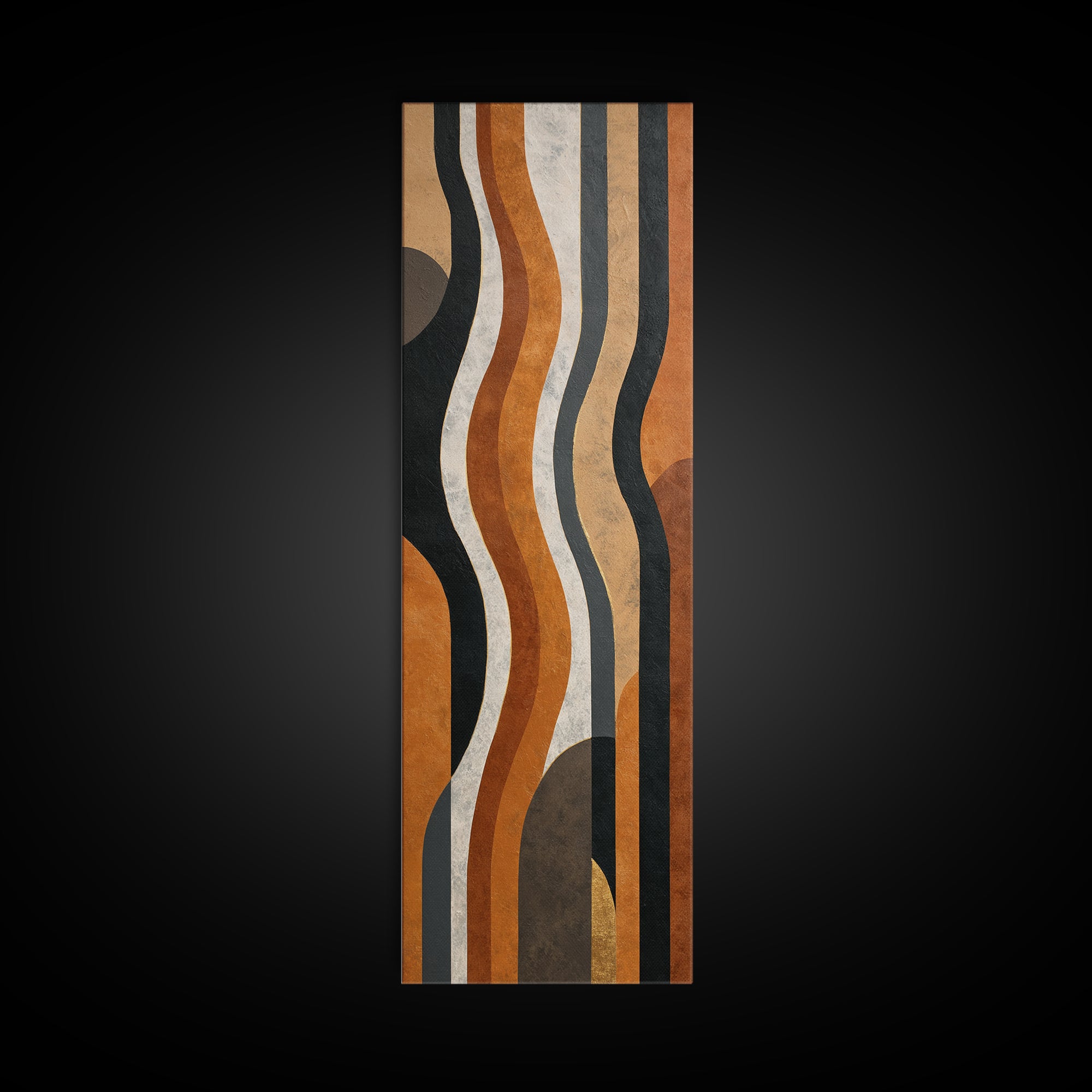 Single Gold Line Curve on Charcoal Framed Canvas Print, Minimalist Art, Living Room Decor, Abstract Art, Minimal, MIN-1x3-53