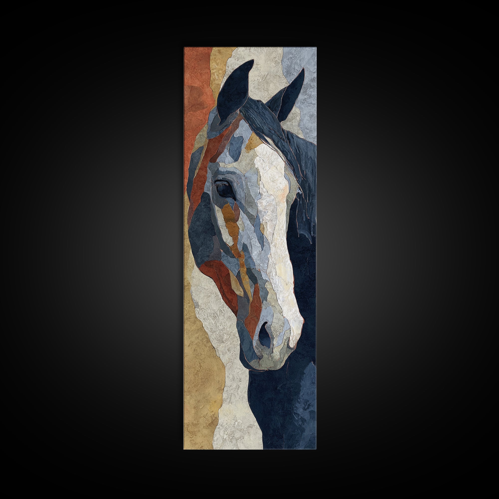 Minimal Horse Contour Framed Canvas Print, Minimalist Art, Modern Art, Living Room Decor, Oil Painting, Minimal, MIN-1x3-54