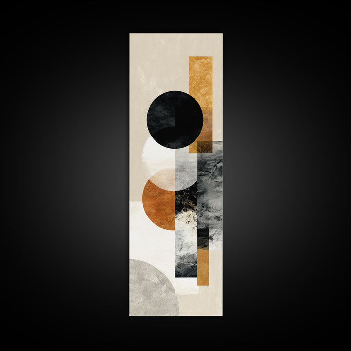 Single Black Circle on Warm Ivory Ground Framed Canvas Print, Minimalist Art, Wall Decor, Living Room Decor, Fine Art, Minimal, MIN-1x3-61