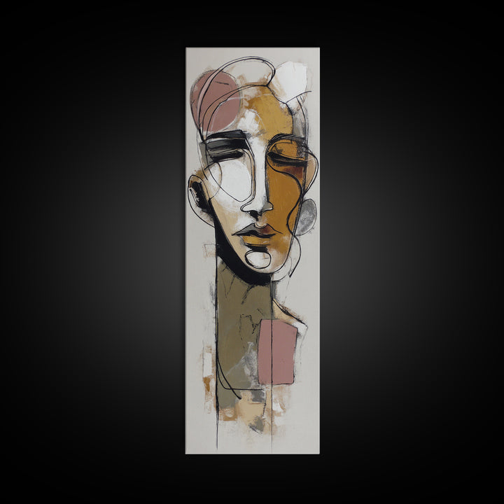 Single Continuous Line Female Face Canvas Print, Minimalist Art, Minimalist, Living Room Decor, Oil Painting, Minimal, MIN-1x3-65