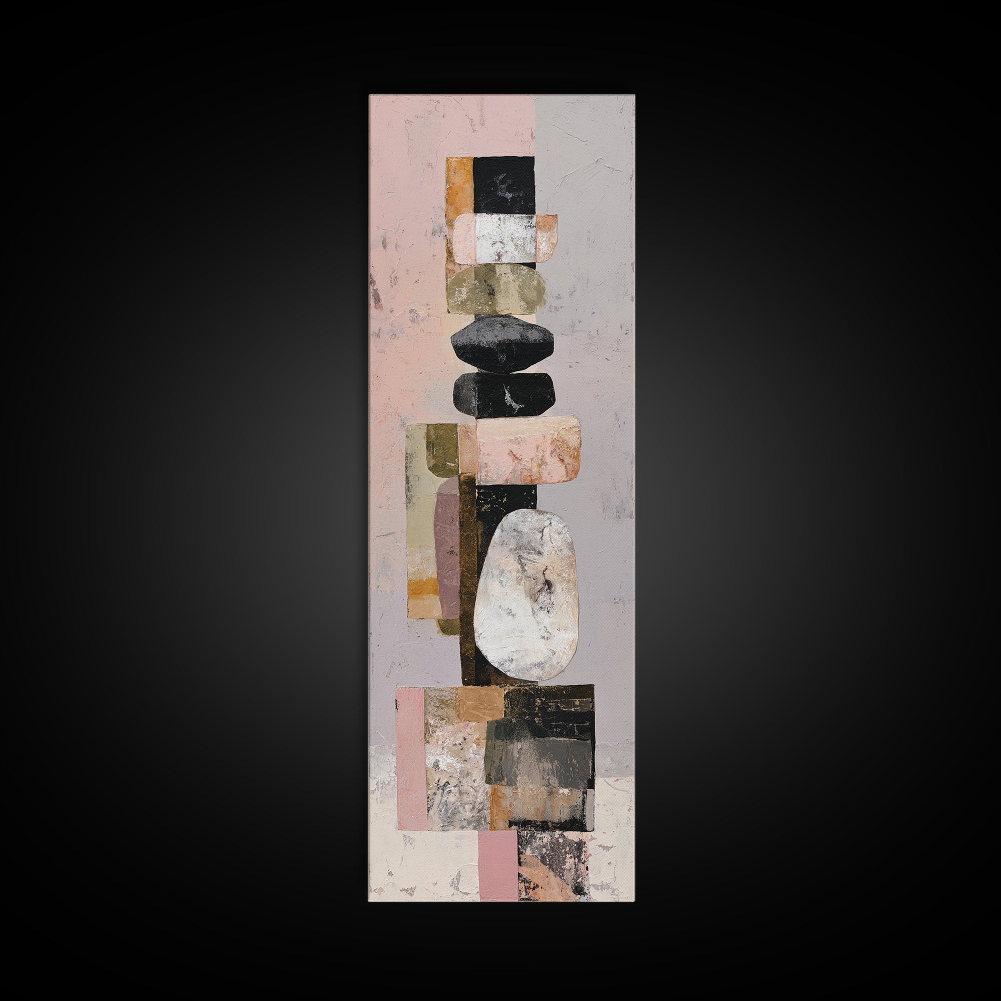 Quiet Stone Stack Framed Canvas Print, Minimalist Art, Gallery Decor, Living Room Decor, Fine Art, Minimal, Wall Art, MIN-1x3-71