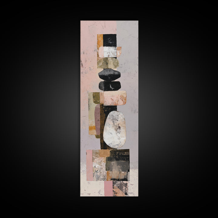 Quiet Stone Stack Framed Canvas Print, Minimalist Art, Gallery Decor, Living Room Decor, Fine Art, Minimal, Wall Art, MIN-1x3-71