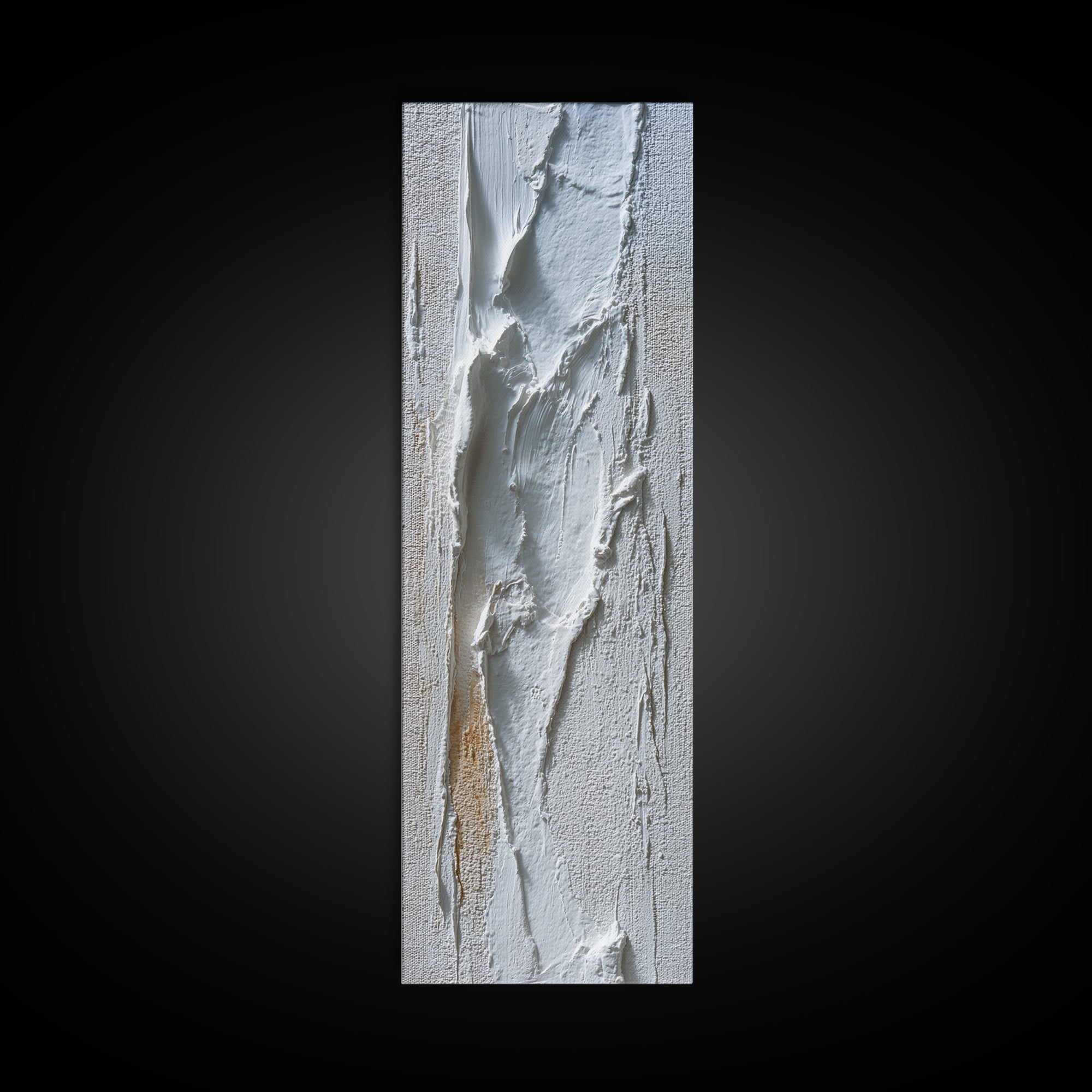 White on White Plaster Texture Study Framed Canvas Print, Minimalist Art, Abstract Wall Art, Living Room Decor, Oil Painting, MIN-1x3-76