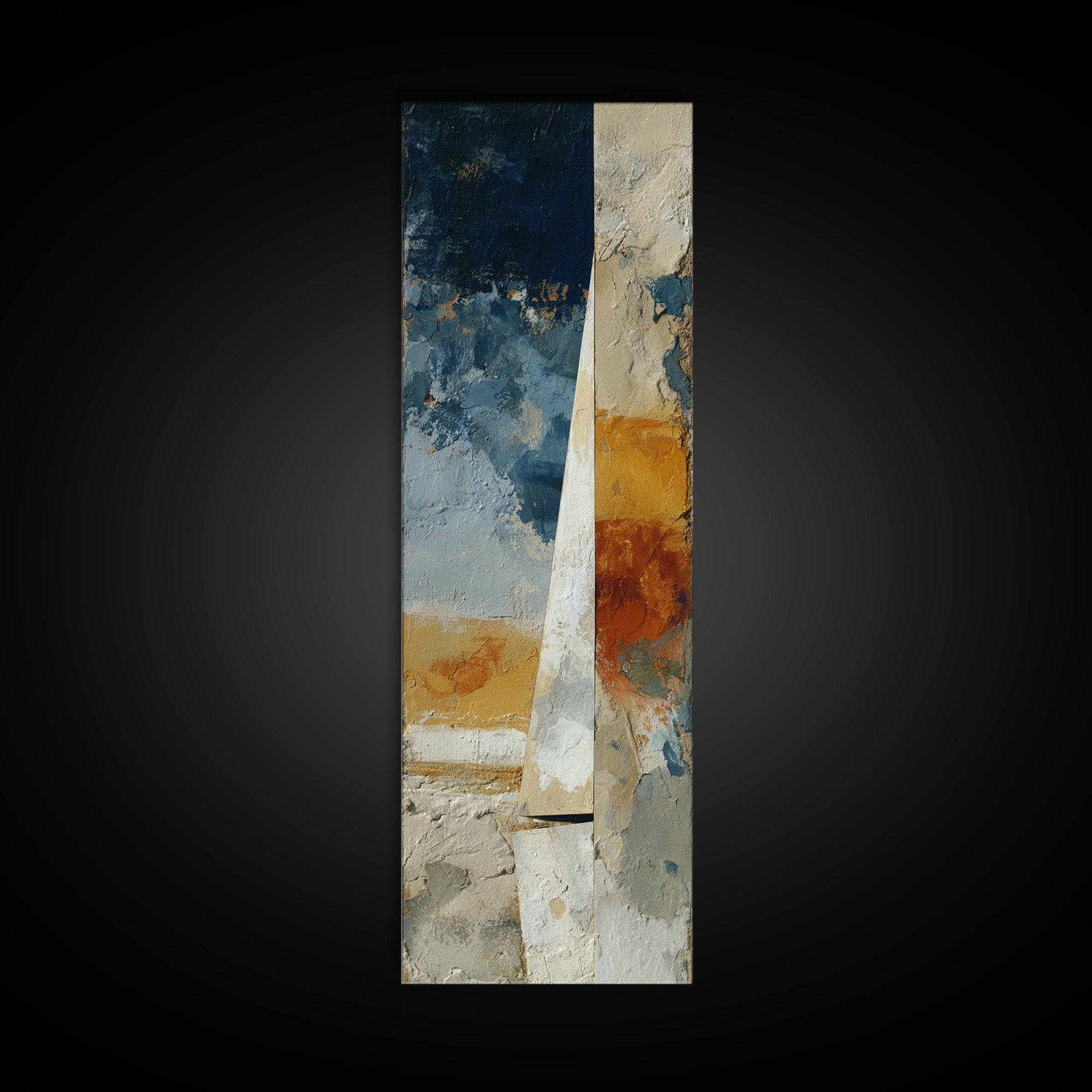 Tiny Sailboat under Open Sky Canvas Print, Minimalist Art, Textured Painting, Living Room Decor, Fine Art, Minimal, MIN-1x3-98