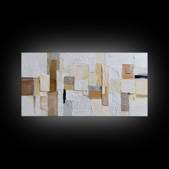 White on White Plaster Texture Study Framed Canvas Print, Minimalist Art, Room Decor, Living Room Decor, Fine Art, Minimal, MIN-2x1-12