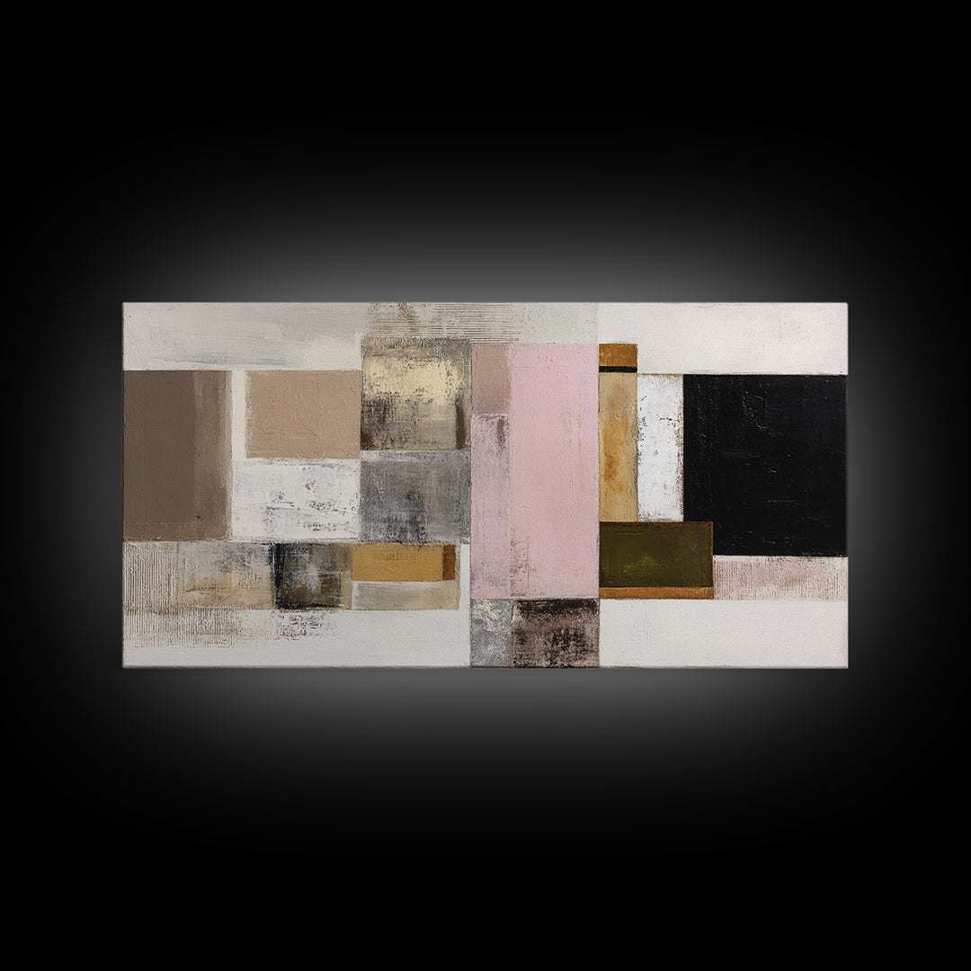 Calm Rectangle Composition Framed Canvas Print, Minimalist Art, Statement Artwork, Living Room Decor, Fine Art, Minimal, MIN-2x1-20