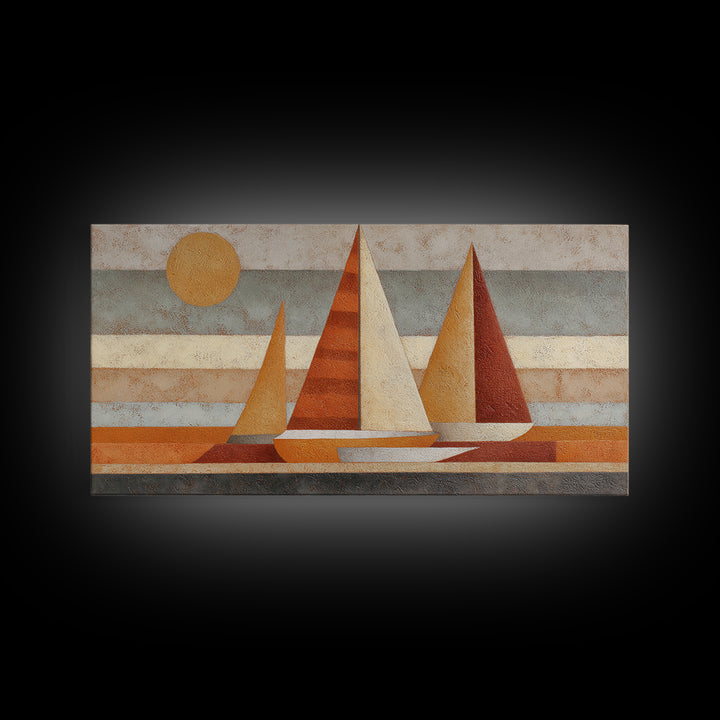 Tiny Sailboat under Open Sky Framed Canvas Print, Minimalist Art, Contemporary Art, Living Room Decor, Fine Art, Minimal, MIN-2x1-34