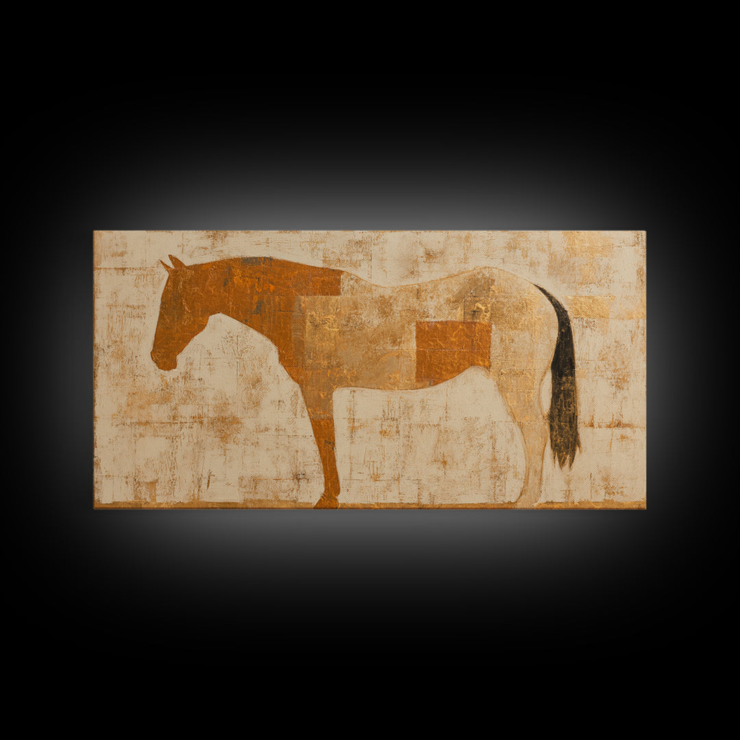 Minimal Horse Contour Canvas Print, Minimalist Art, Wall Art, Living Room Decor, Oil Painting, Minimal, Large Wall Art, MIN-2x1-62