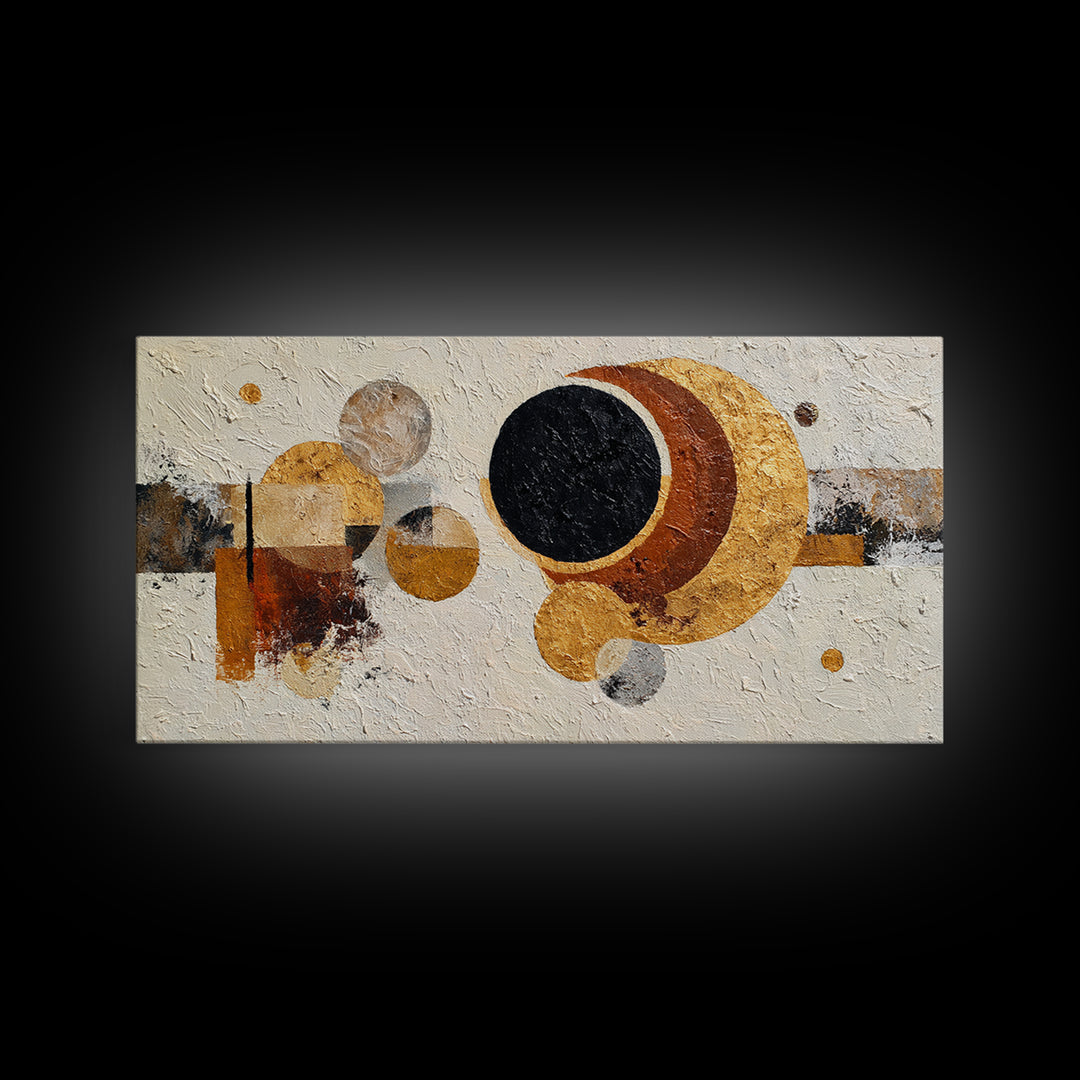 Single Black Circle on Warm Ivory Ground Canvas Print, Minimalist Art, Digital Print, Living Room Decor, Fine Art, Minimal, MIN-2x1-69