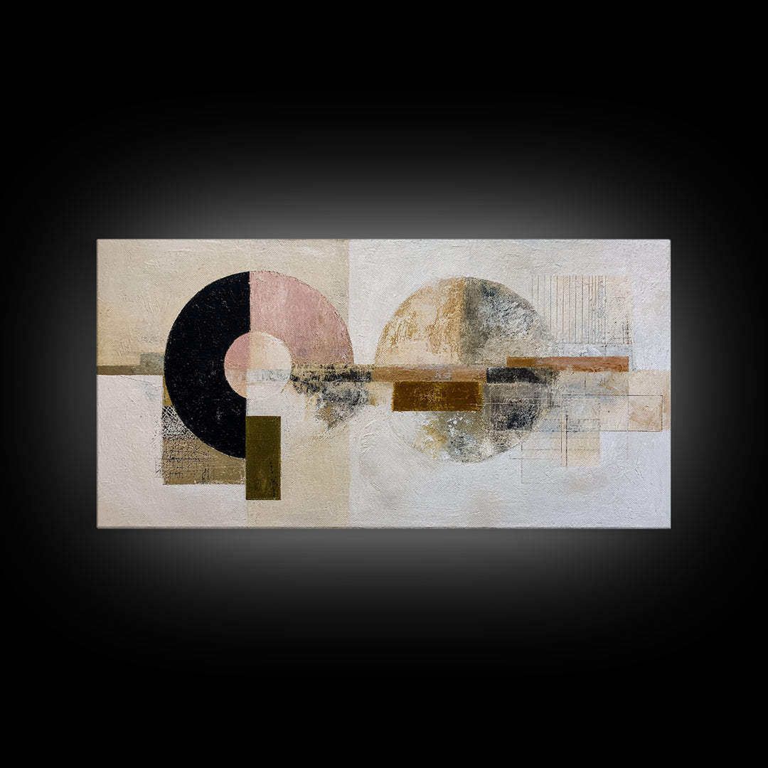Minimal Moon over a Pale Ocean Canvas Print, Minimalist Art, Boho, Living Room Decor, Fine Art, Minimal, Abstract Painting, MIN-2x1-77