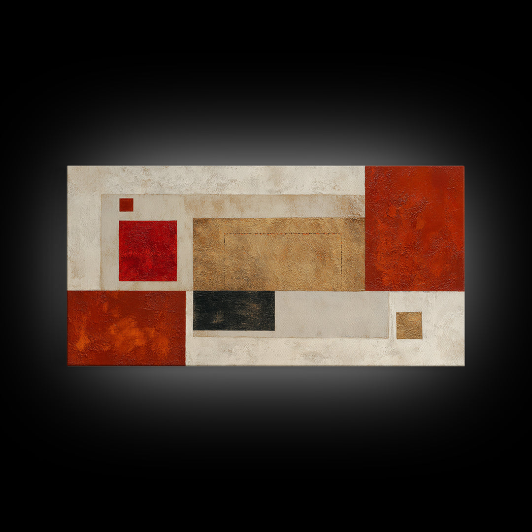 One Red Square Balanced Canvas Print, Minimalist Art, Wall Decor, Living Room Decor, Fine Art, Minimal, Abstract Art, MIN-2x1-78