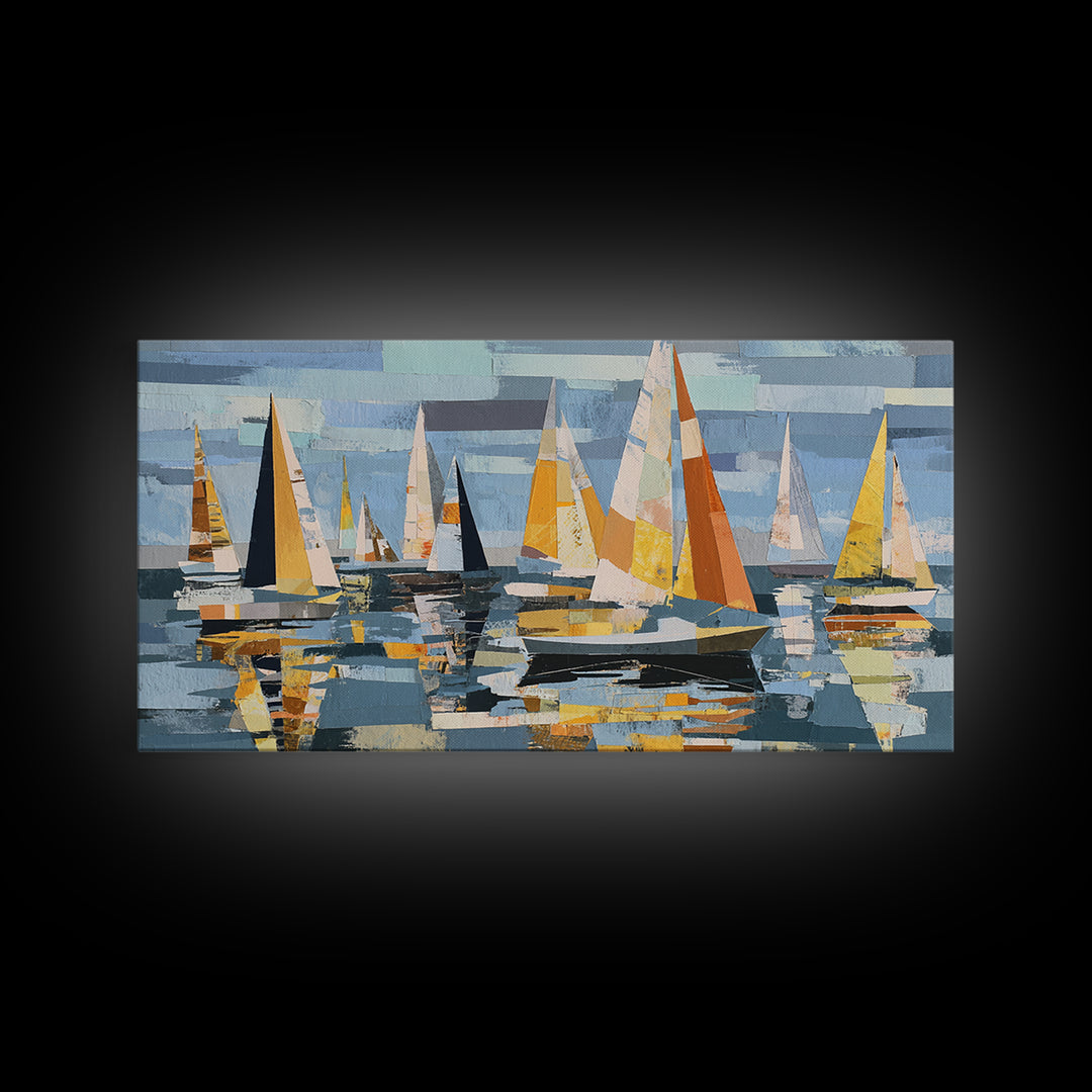 Tiny Sailboat under Open Sky Canvas Print, Minimalist Art, Minimalist, Living Room Decor, Fine Art, Minimal, Black Art, MIN-2x1-82