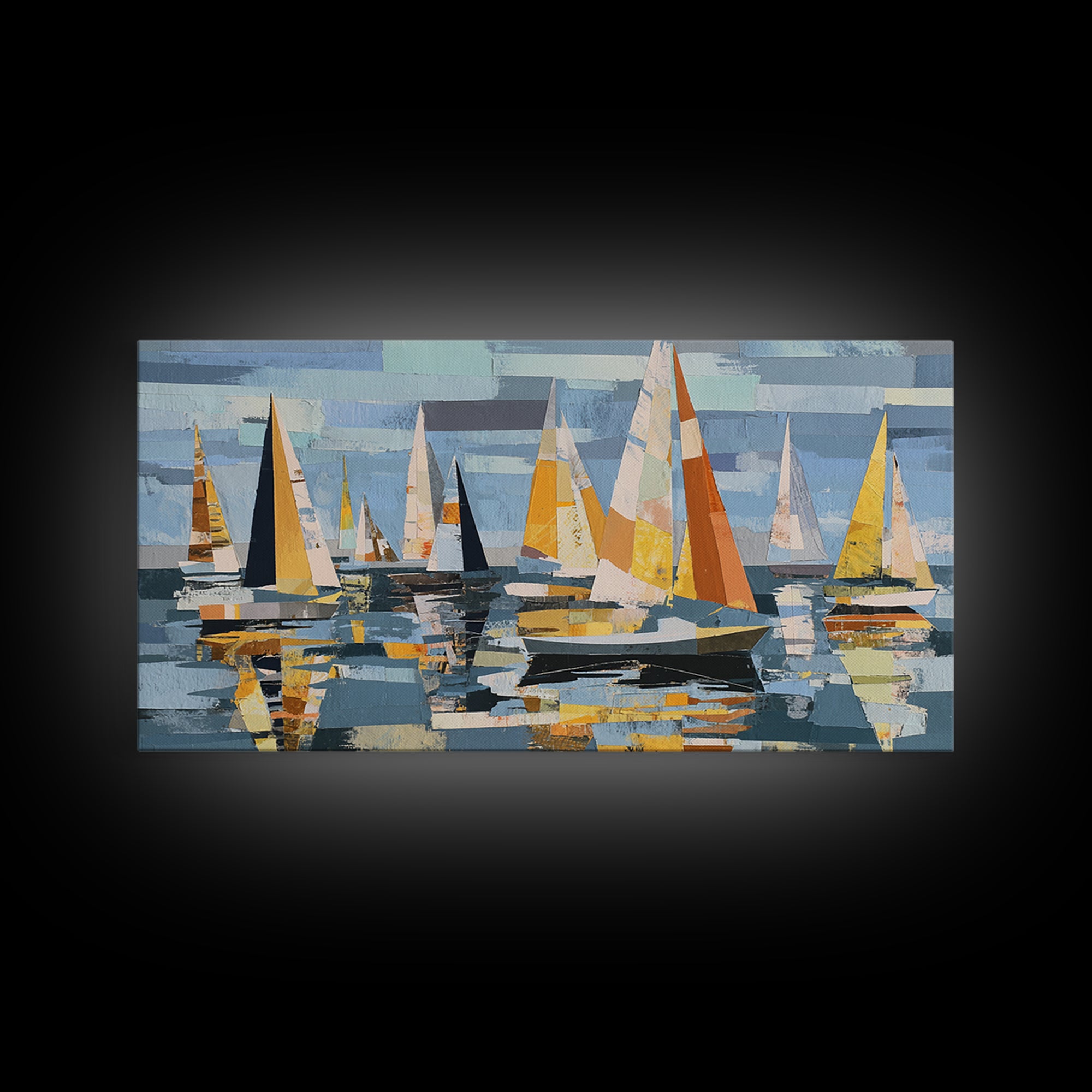 Tiny Sailboat under Open Sky Canvas Print, Minimalist Art, Minimalist, Living Room Decor, Fine Art, Minimal, Black Art, MIN-2x1-82