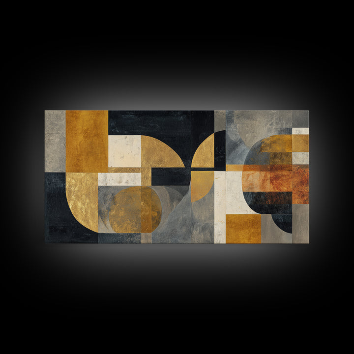 Single Gold Line Curve on Charcoal Framed Canvas Print, Minimalist Art, Abstract Art, Living Room Decor, Fine Art, Minimal, MIN-2x1-85