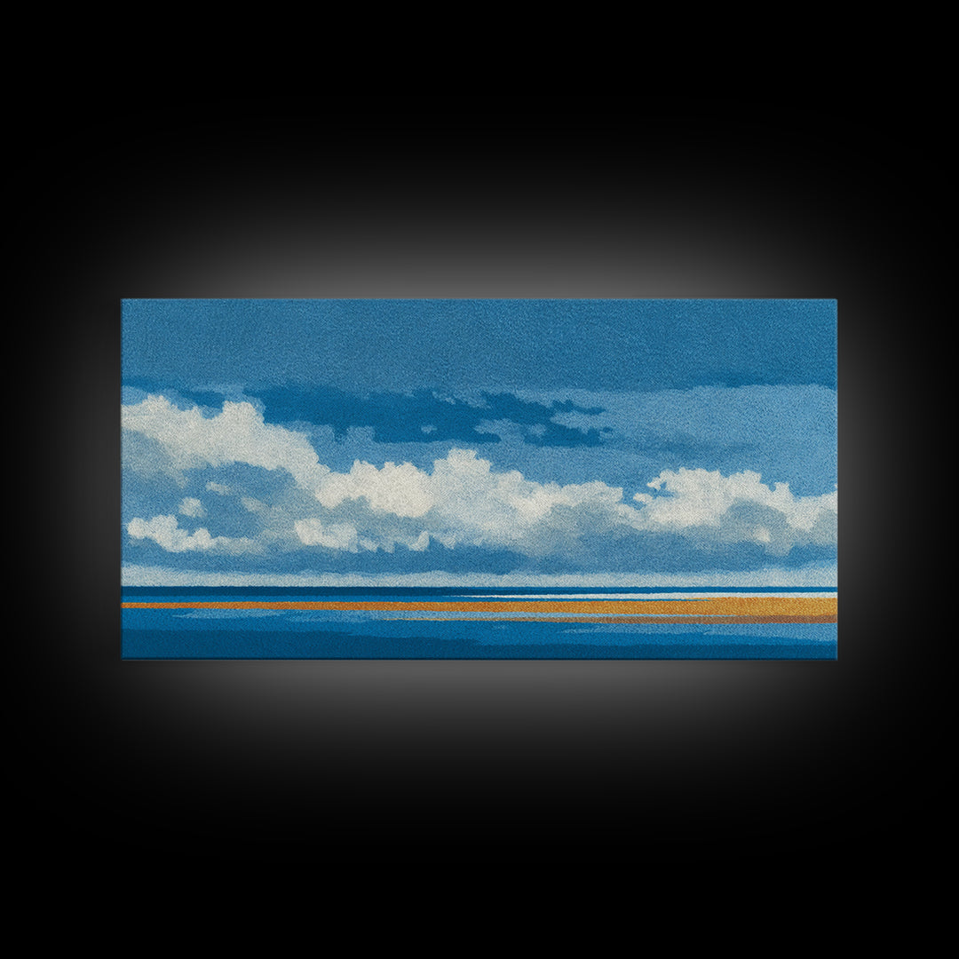 Simple Blue Horizon Canvas Print, Minimalist Art, Printable Wall Art, Living Room Decor, Fine Art, Minimal, Abstract Wall Art, MIN-2x1-98