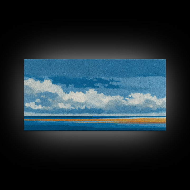 Simple Blue Horizon Canvas Print, Minimalist Art, Printable Wall Art, Living Room Decor, Fine Art, Minimal, Abstract Wall Art, MIN-2x1-98