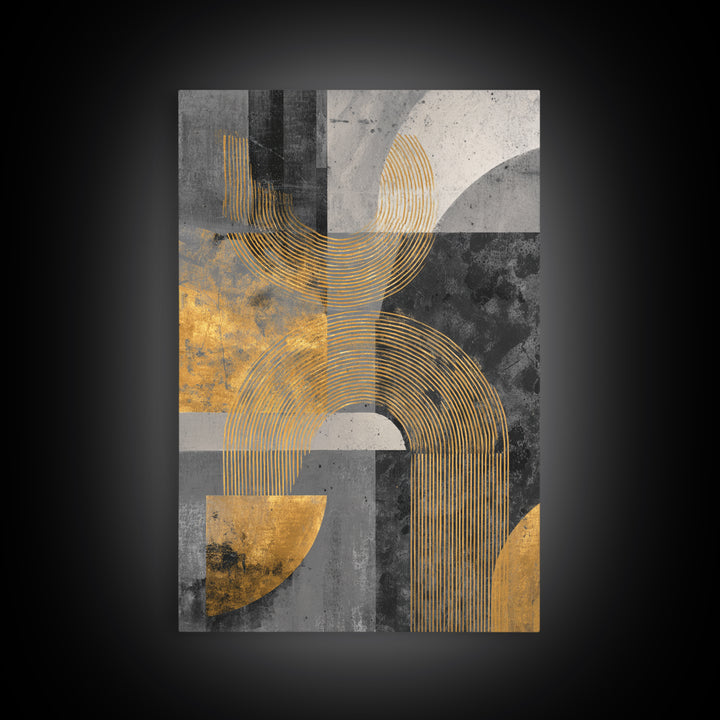 Single Gold Line Curve on Charcoal Framed Canvas Print, Minimalist Art, Art Print, Living Room Decor, Fine Art, Minimal, MIN-2x3-1
