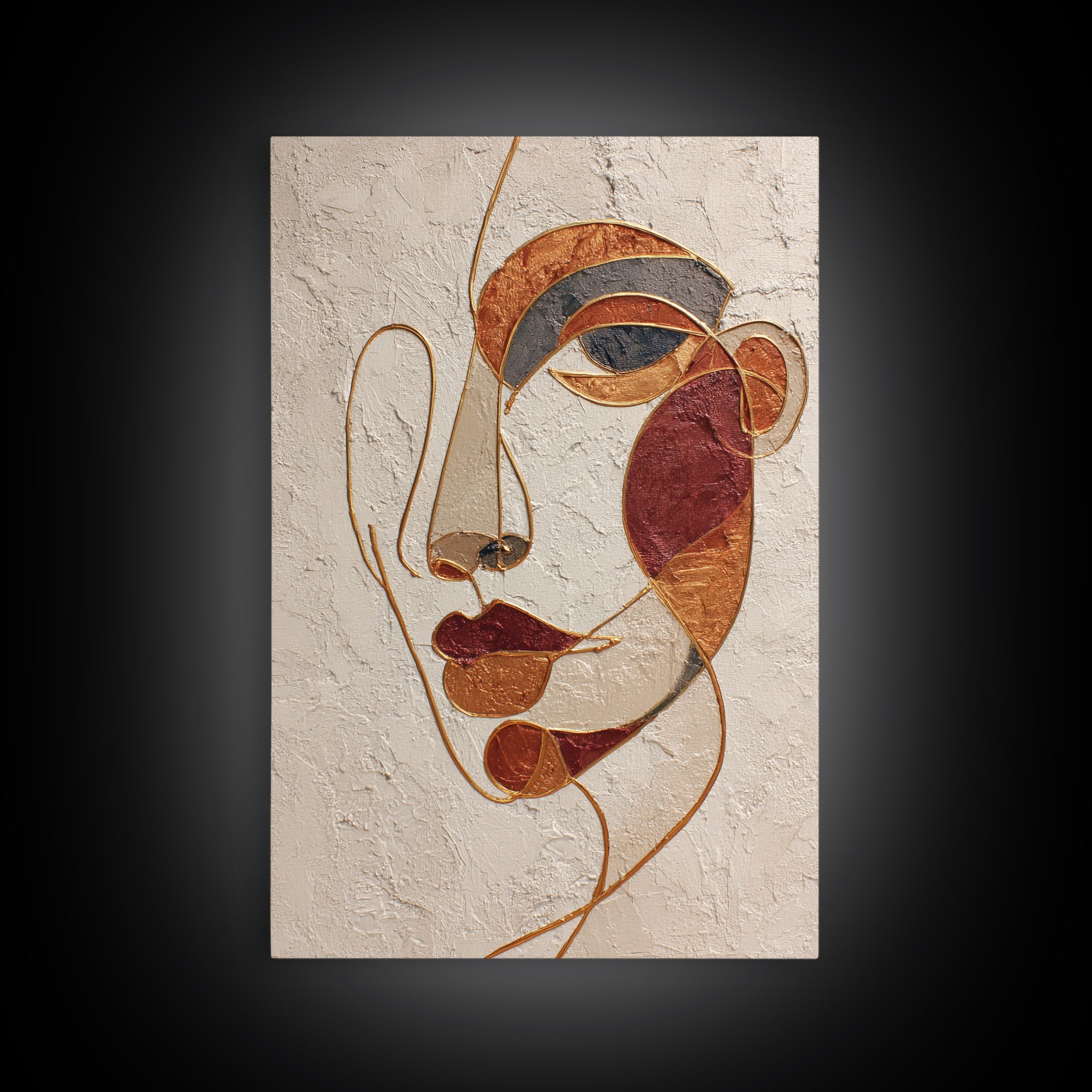 Single Continuous Line Female Face Framed Canvas Print, Minimalist Art, Digital Wall Art, Living Room Decor, Fine Art, Minimal, MIN-2x3-13