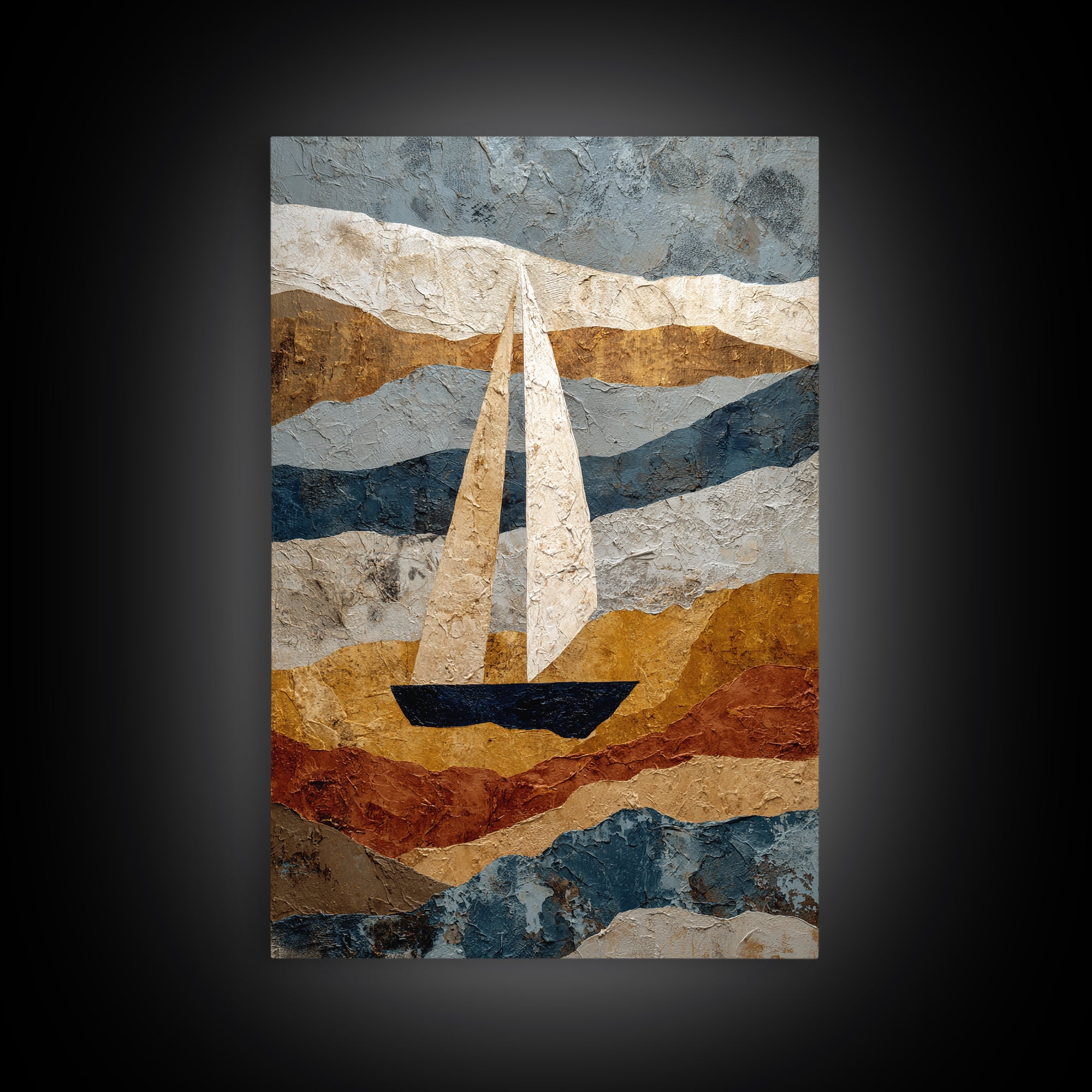 Tiny Sailboat under Open Sky Framed Canvas Print, Minimalist Art, Poster, Living Room Decor, Fine Art, Minimal, Boho, MIN-2x3-22