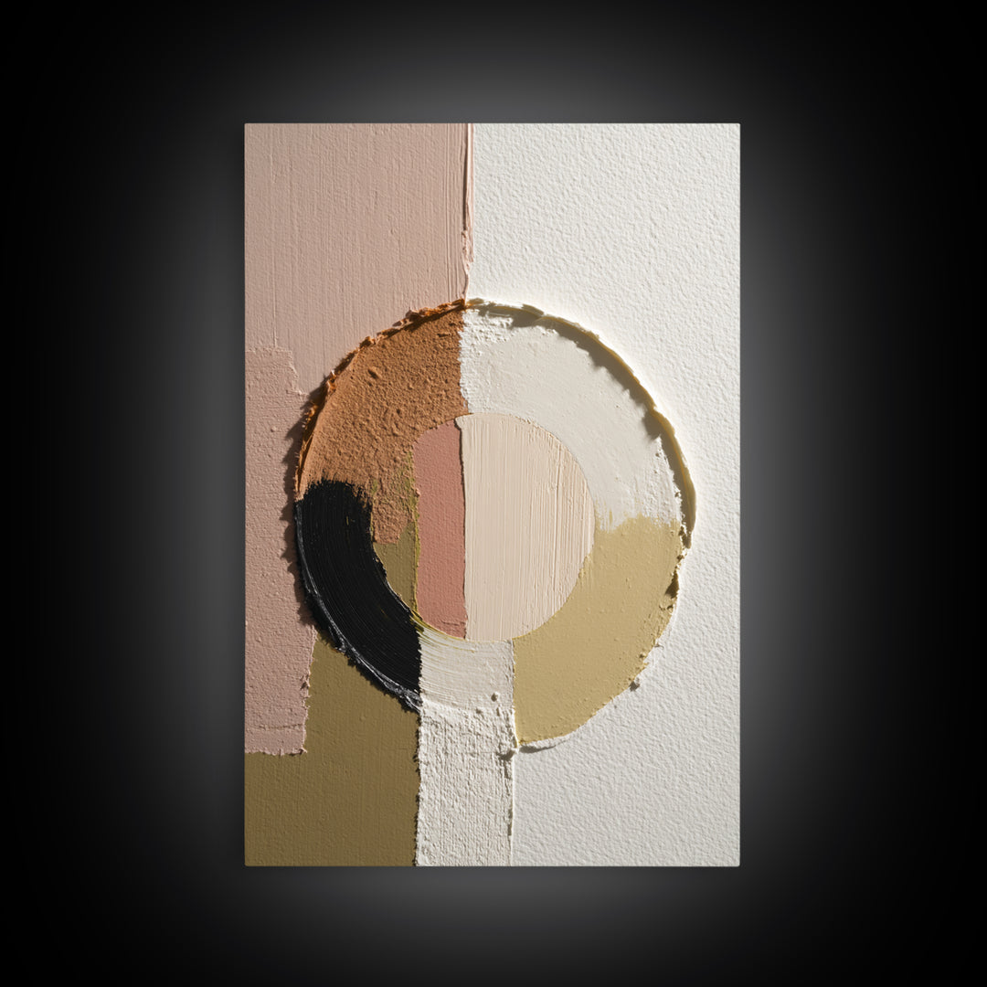 Single Brushstroke Circle Framed Canvas Print, Minimalist Art, Minimalist Decor, Living Room Decor, Fine Art, Minimal, MIN-2x3-30