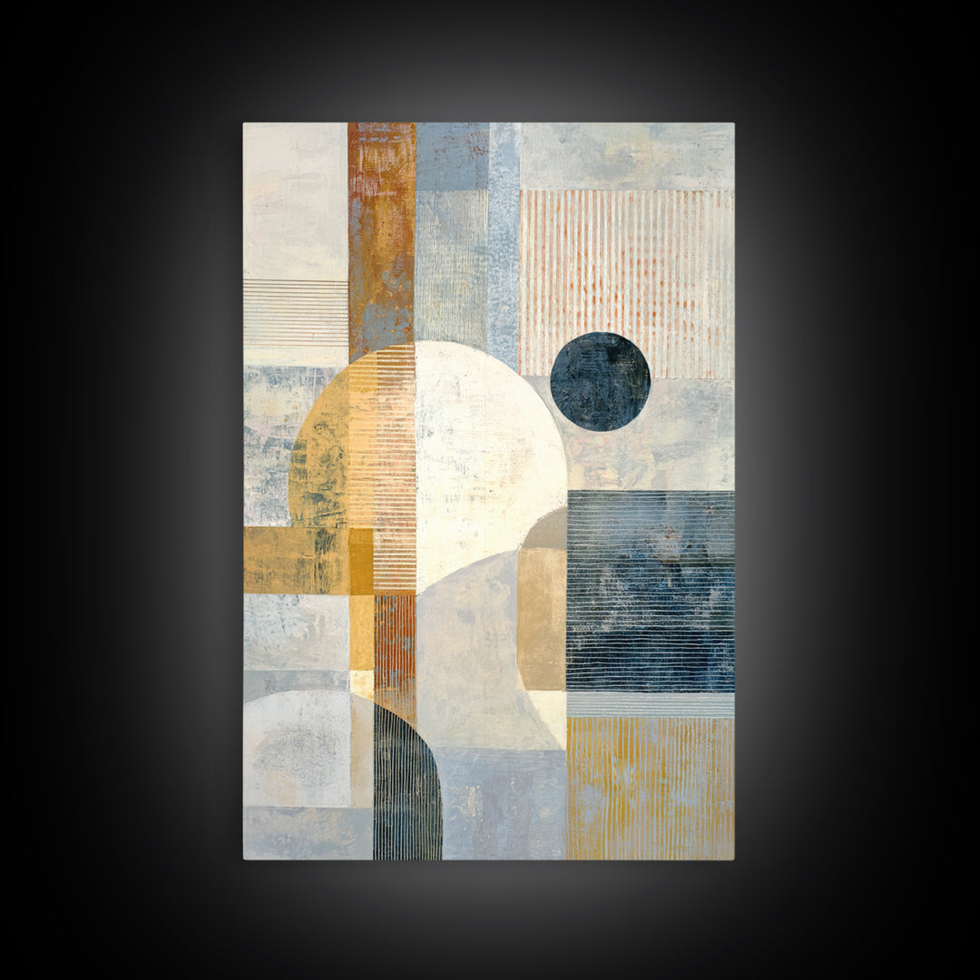 Single Black Circle on Warm Ivory Ground Canvas Print, Minimalist Art, Canvas Tote Bag, Living Room Decor, Minimal, Boho Decor, MIN-2x3-33