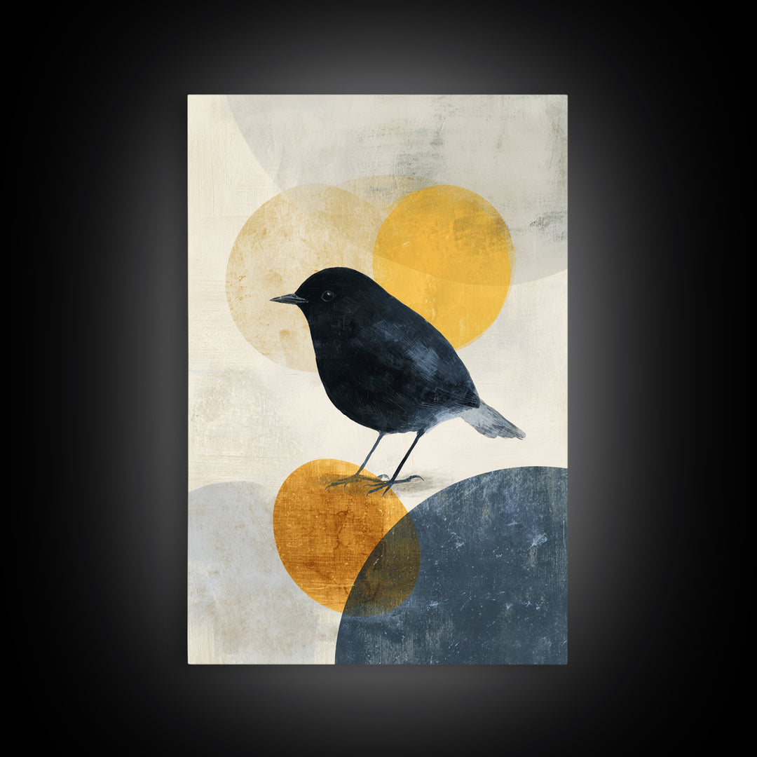 Small Black Bird Crossing White Space Canvas Print, Minimalist Art, Printables, Living Room Decor, Fine Art, Minimal, MIN-2x3-39